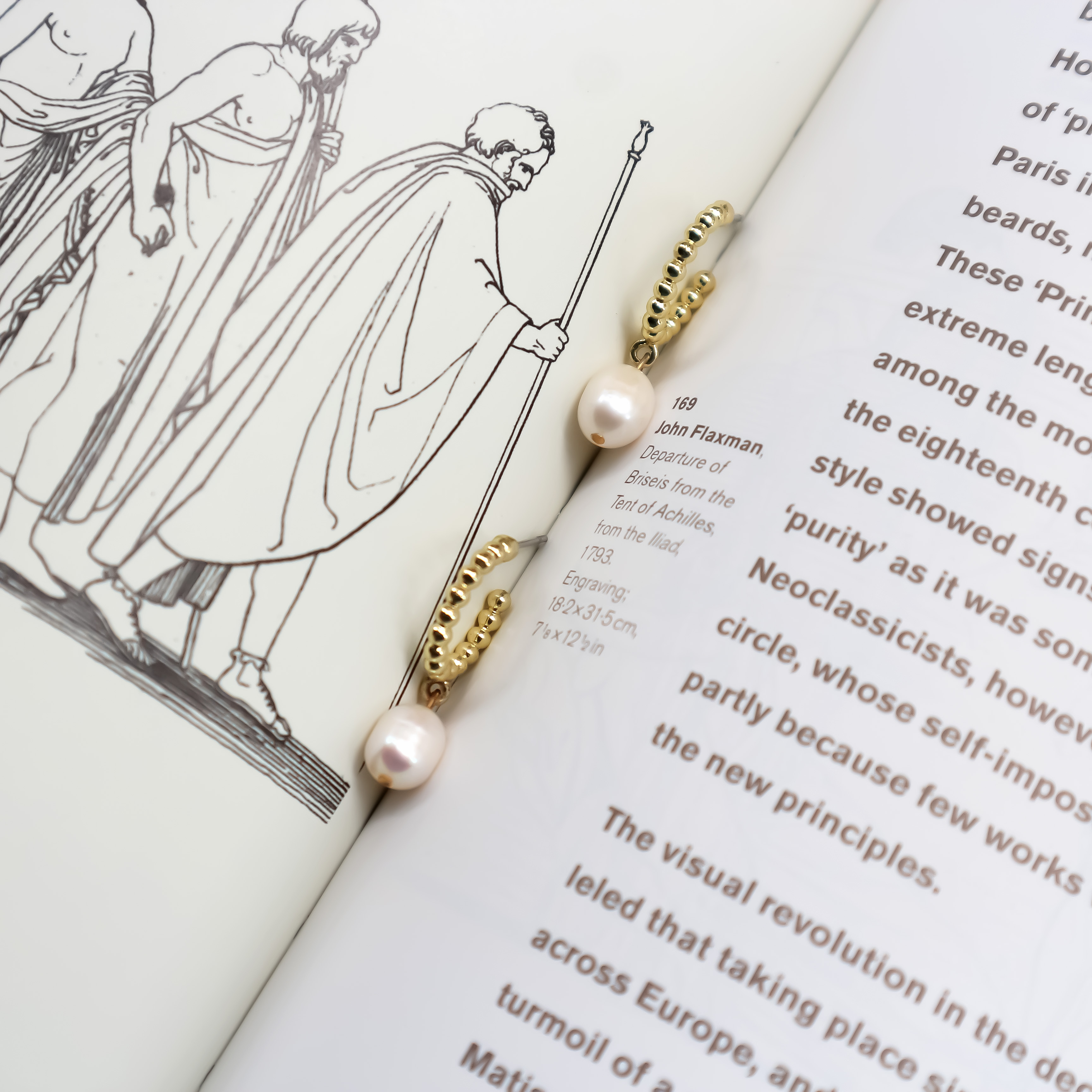 麻花圈珍珠耳環