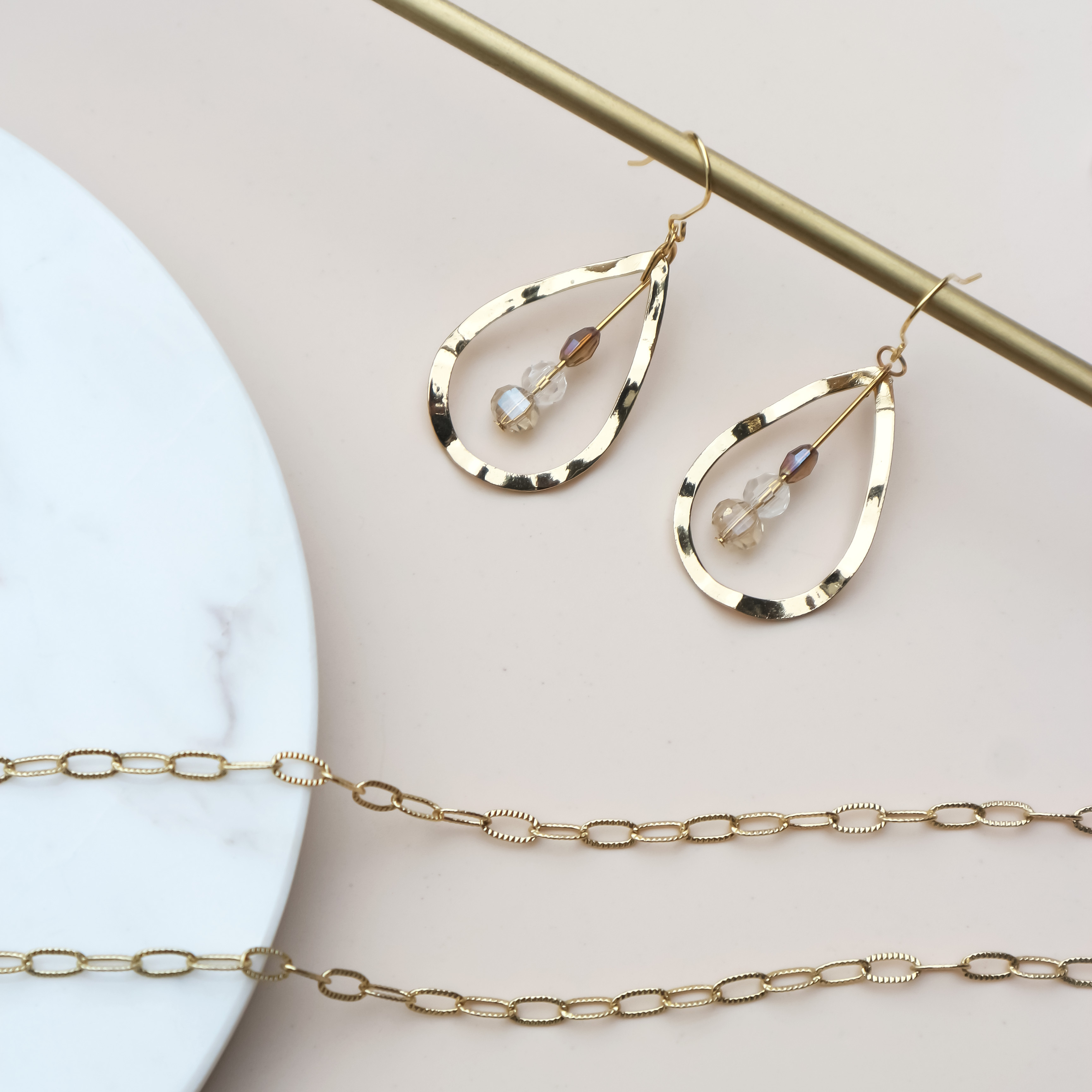 水滴 耳環-金色