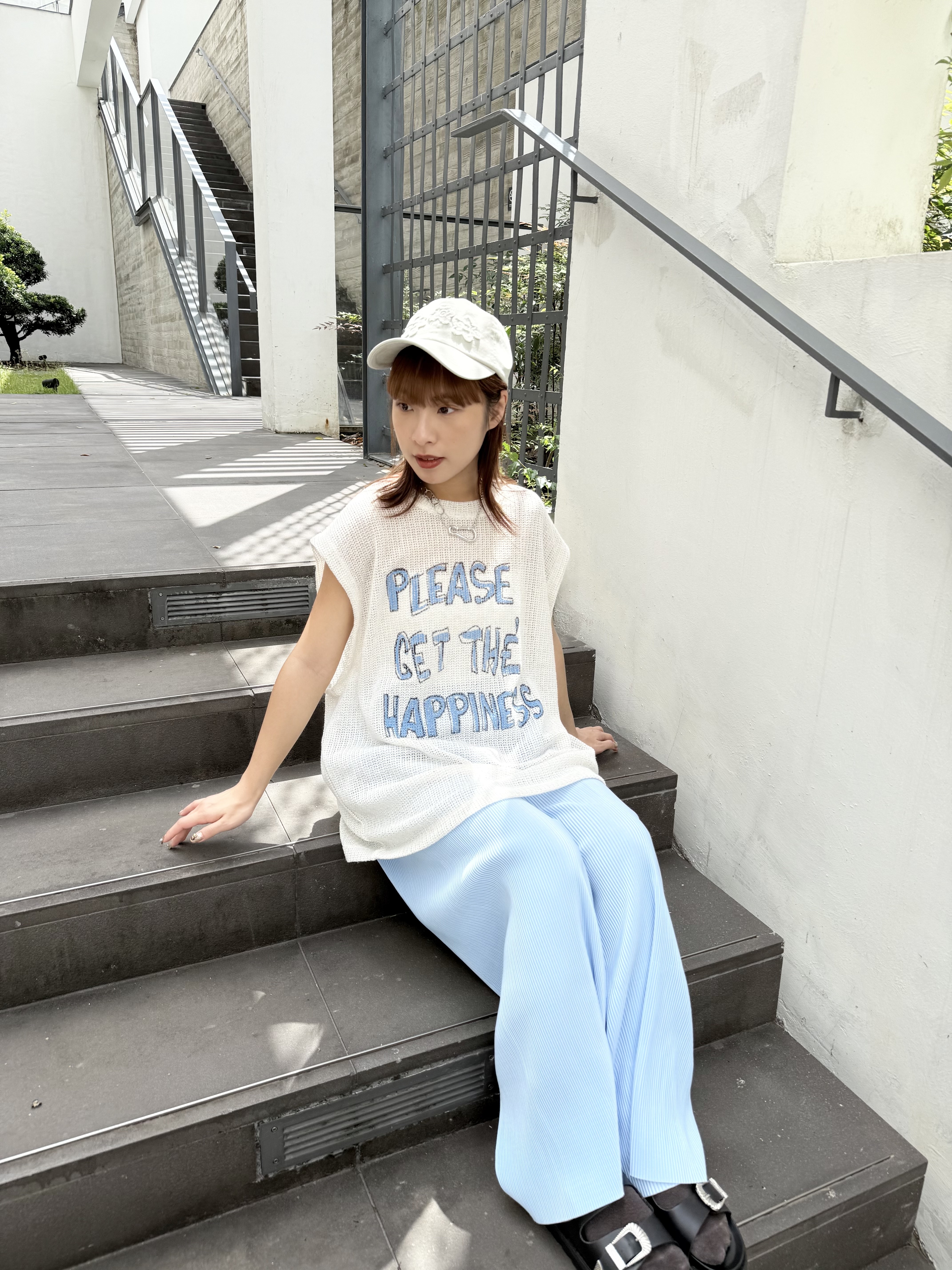 推！撞色字母針織透氣OVERSIZE VEST