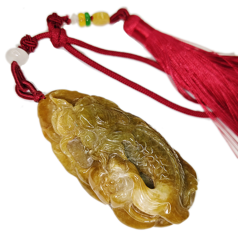 龍魚蜜糖黃老三彩玉珮掛飾【十方】134003