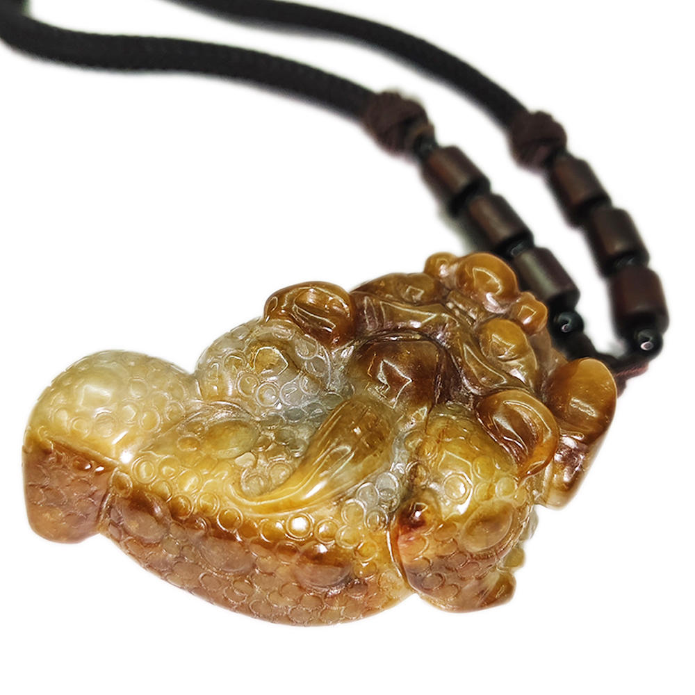 麒麟蟾蜍{紅翡三彩}玉珮吉祥掛飾【十方】134005