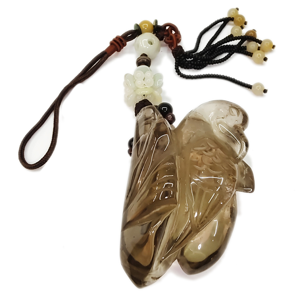 天然茶晶鴛鴦吊飾【十方】120638