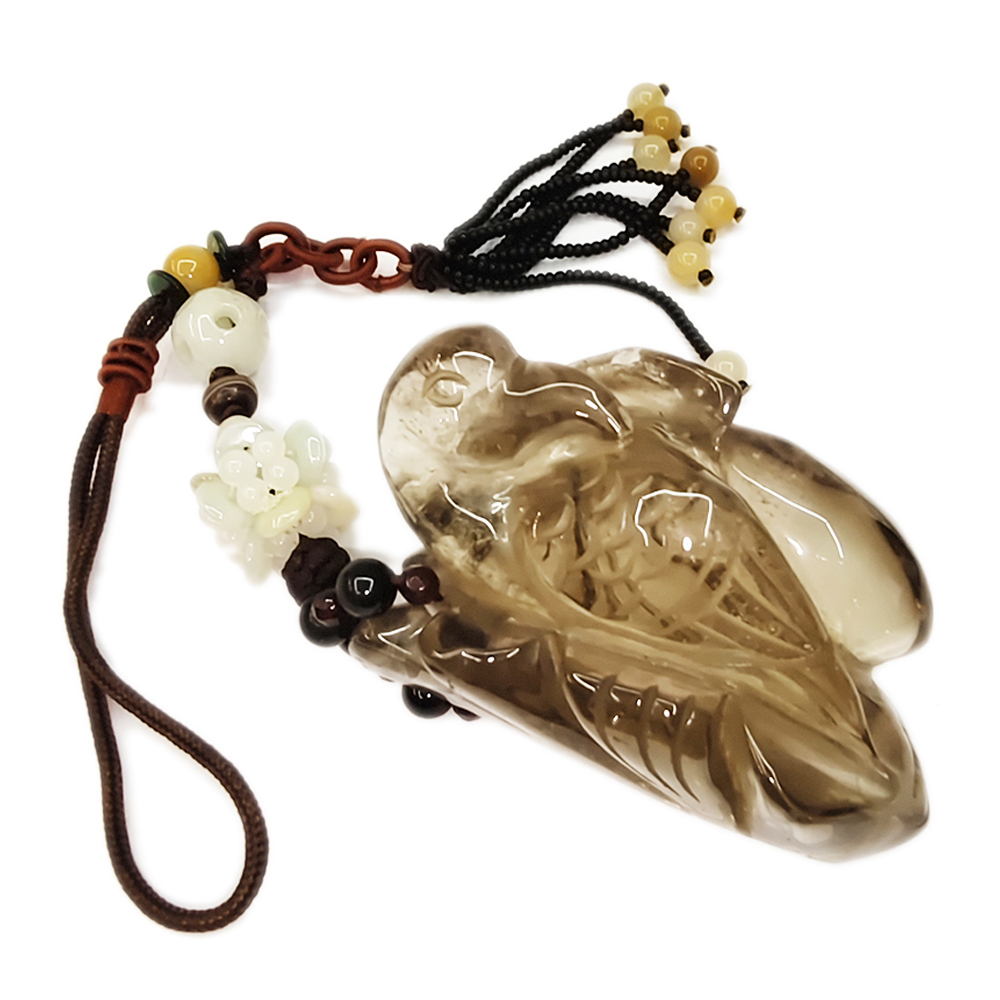 天然茶晶鴛鴦吊飾【十方】120638