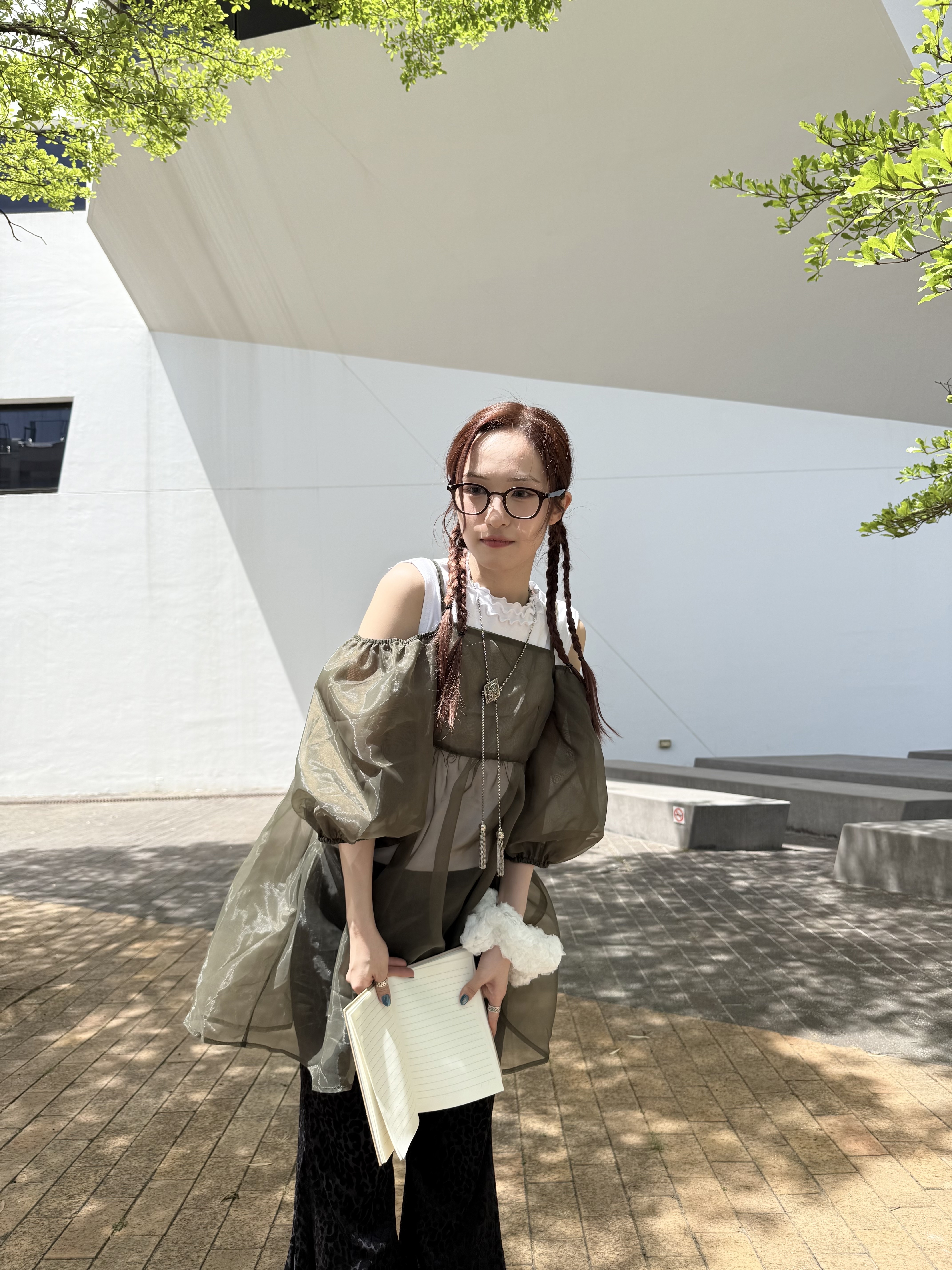 現貨 [4色入] Vol.123 2ways紗紗露肩短ops(Khaki)