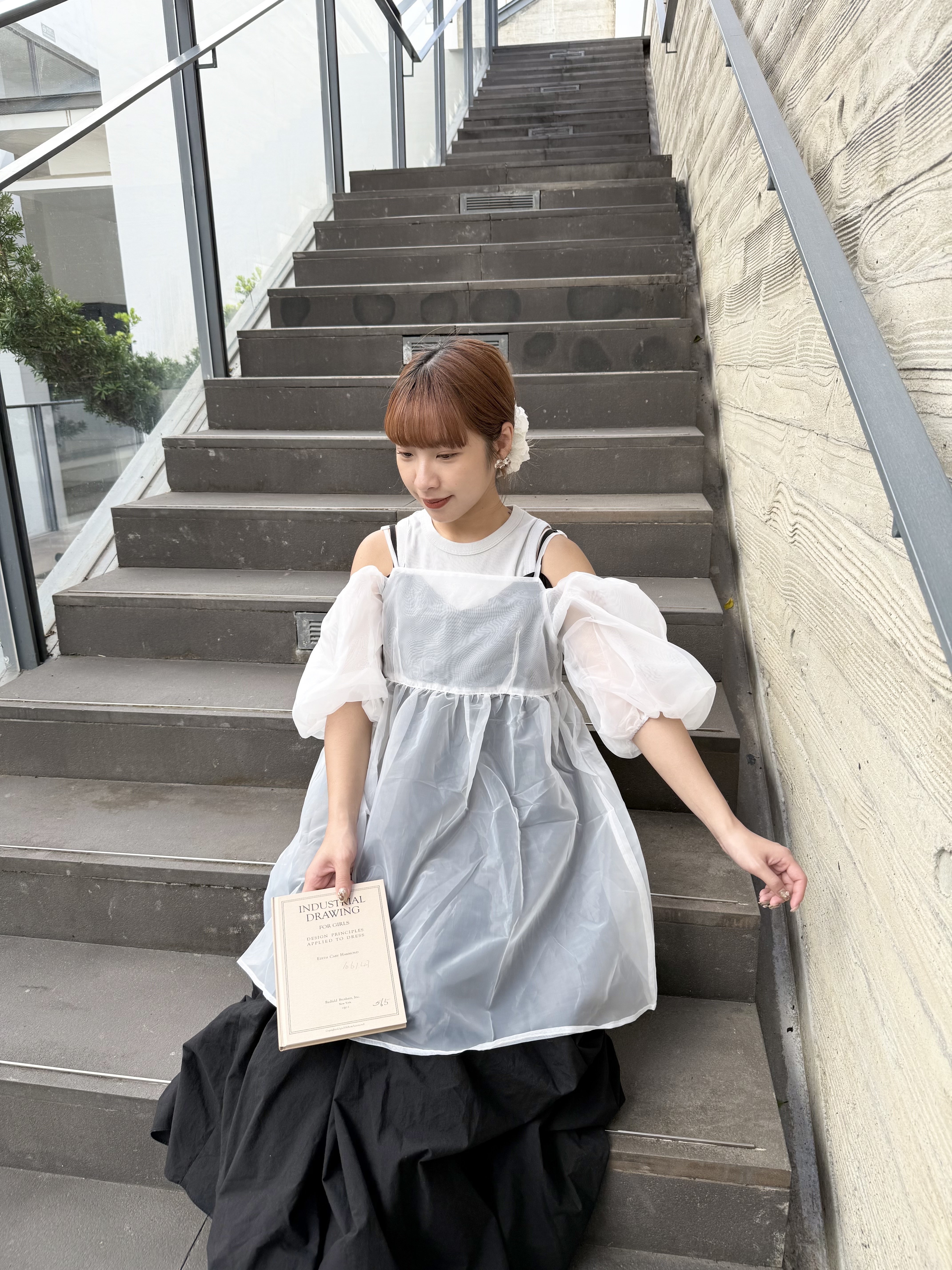 現貨 [4色入] Vol.123 2ways紗紗露肩短ops(white)