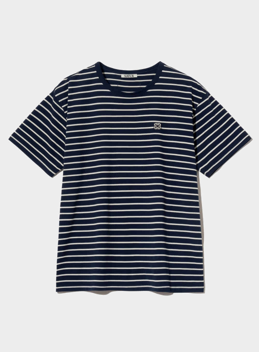 Tシャツ・カットソー SATUR All Day Basic Stripe Short Sleeve T-Shirt Blue SATUR] All Day Cotton Stripe T-Shirt
