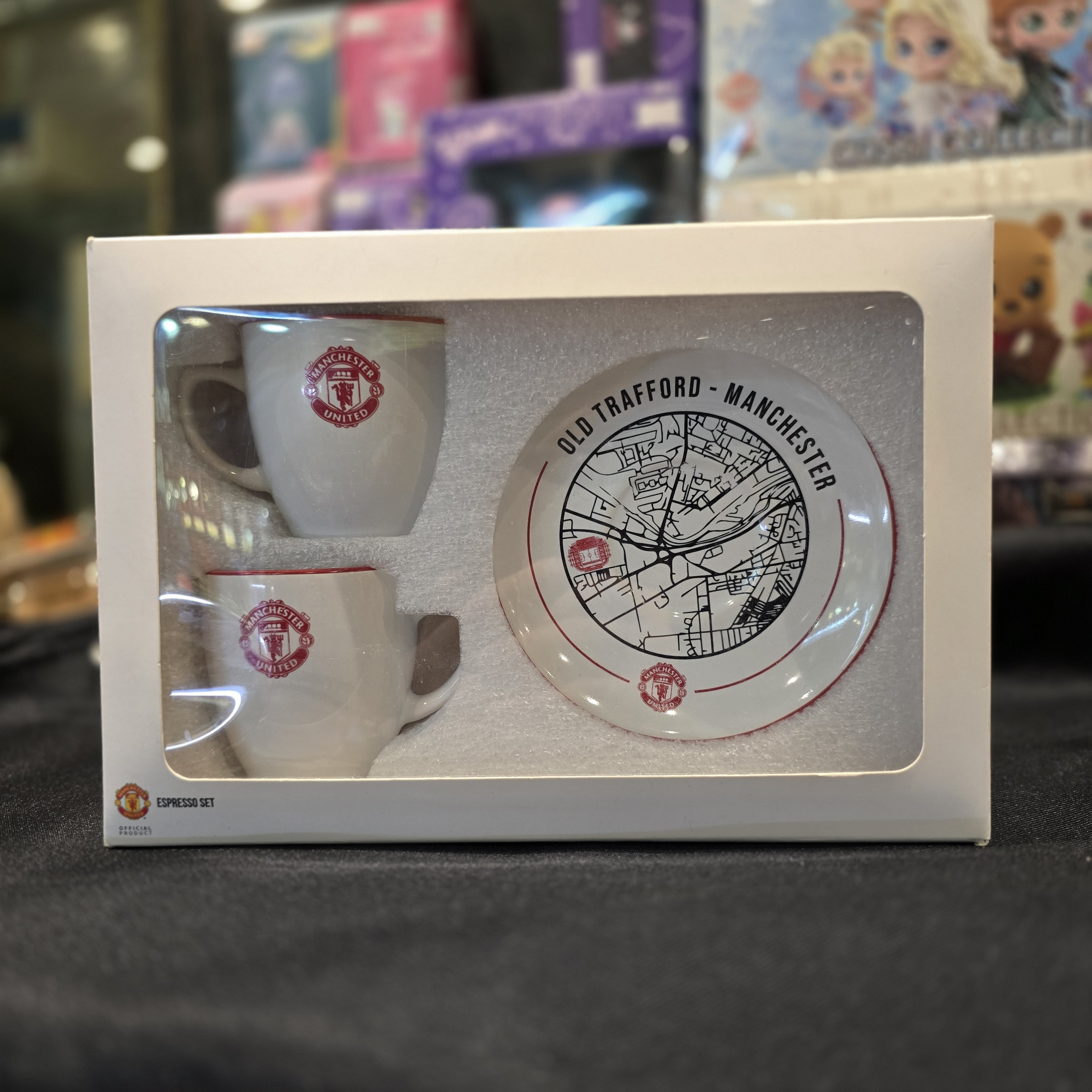 曼聯白色濃縮咖啡杯連地圖杯墊套裝