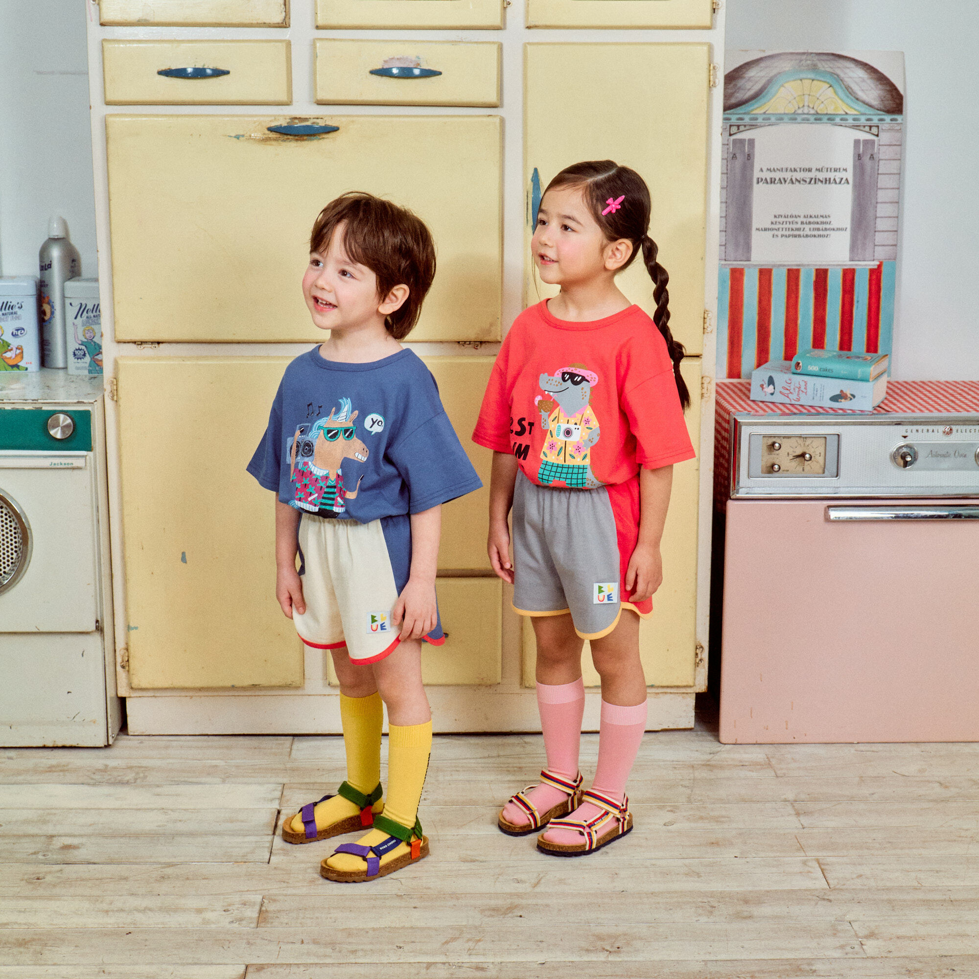 韓國 1st Blue - 25夏 撞色運動短褲（兩色）