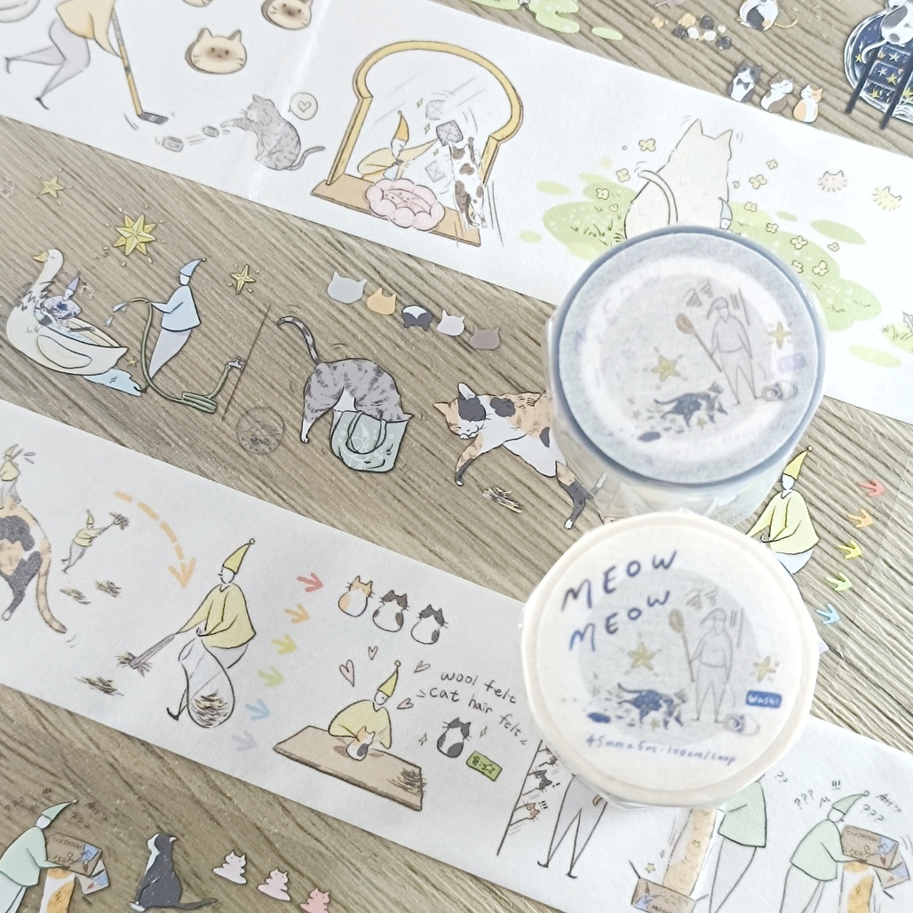默代誌．貓貓飼養員  4.5cm亮面PET/日本和紙膠帶 <整捲/分裝>
