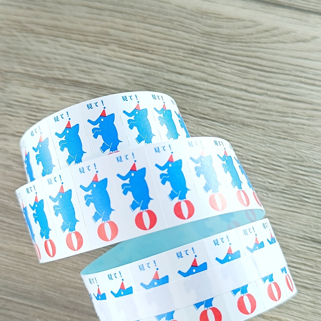 日本Panda factory．大象/熊貓 標籤機貼紙膠帶捲 <只有分裝(100張)>