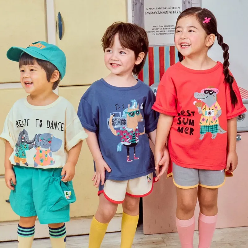 韓國 1st Blue - 25夏 逗趣動物塗鴉上衣（兩色）