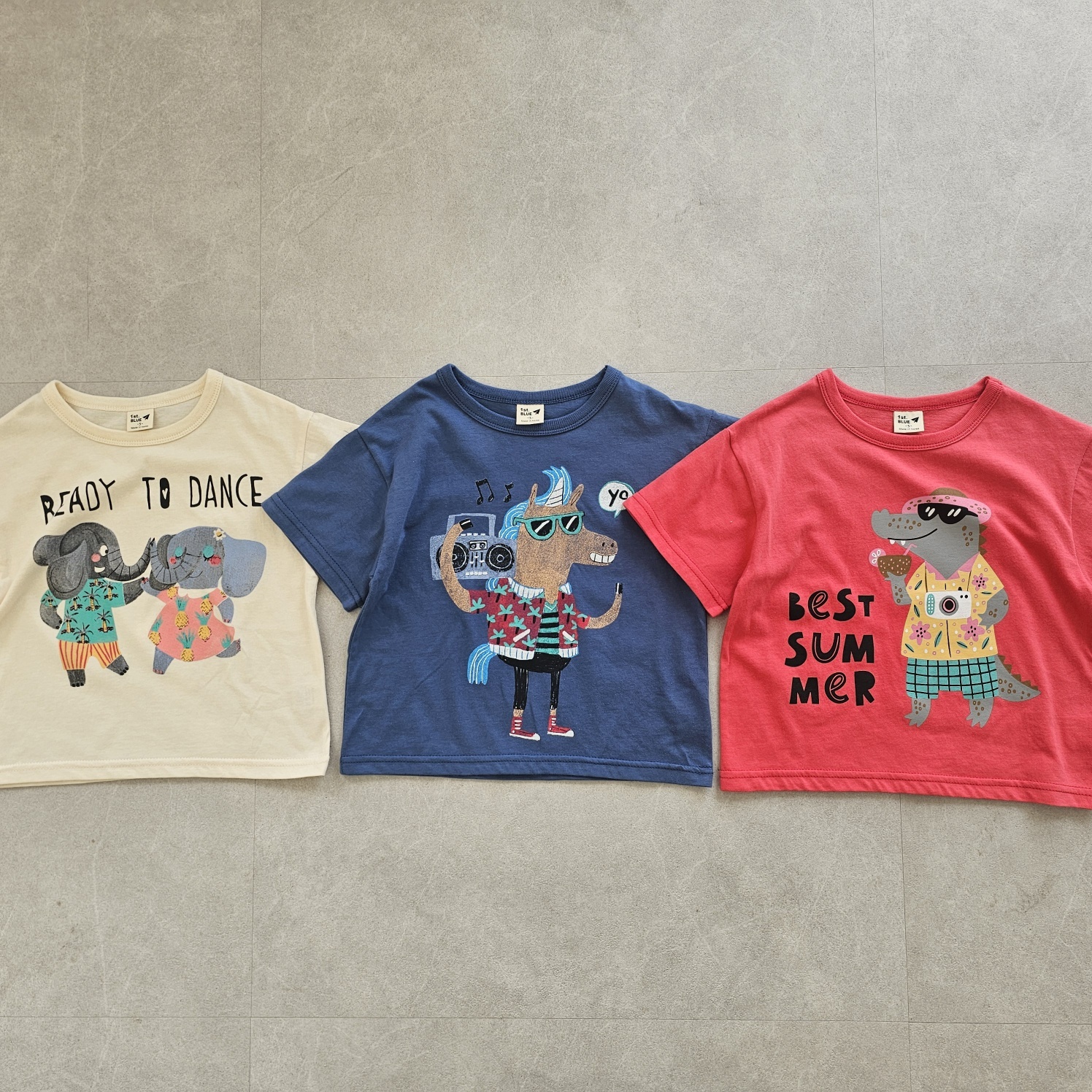韓國 1st Blue - 25夏 逗趣動物塗鴉上衣（兩色）