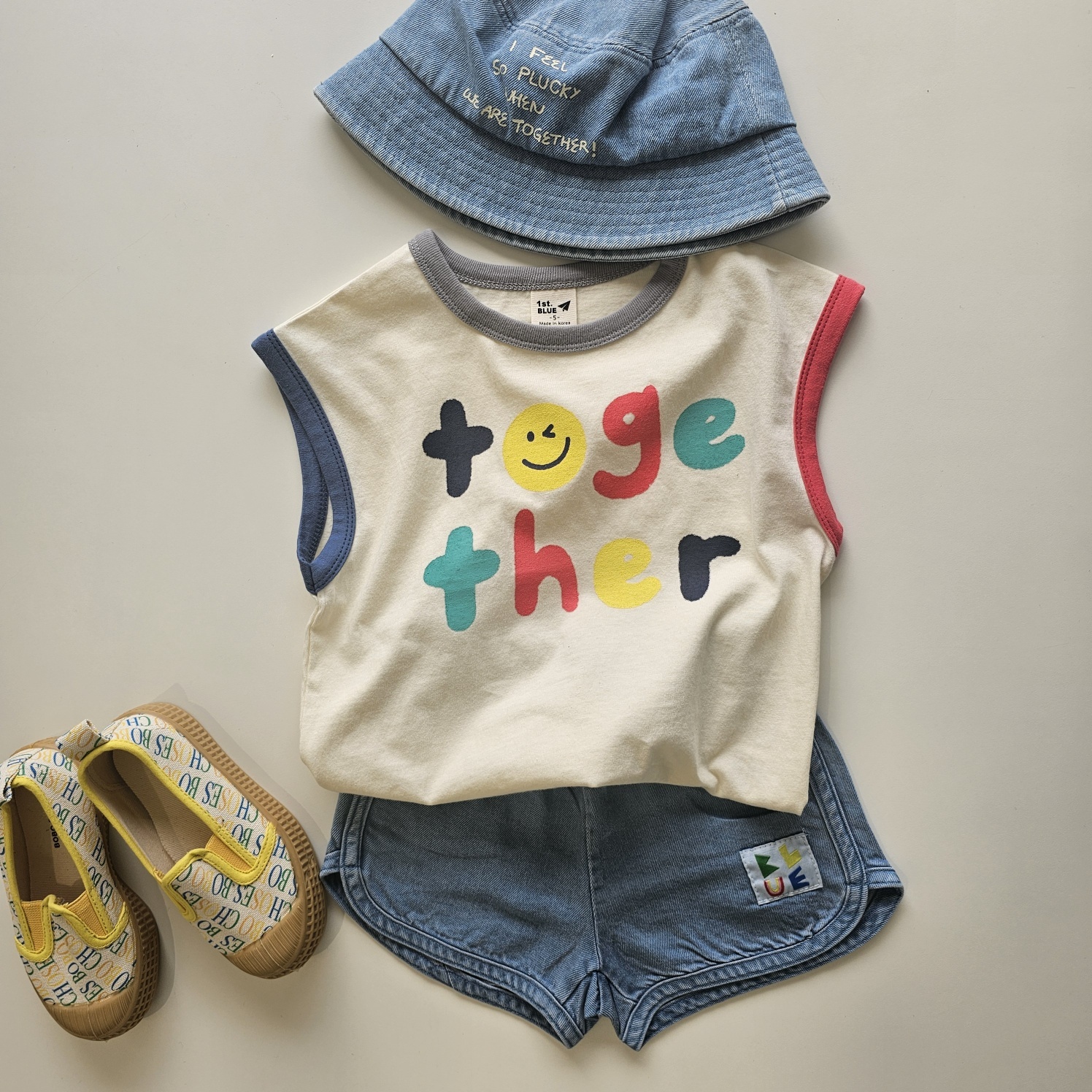 韓國 1st Blue - 25夏 俏皮表情塗鴉背心（兩色）