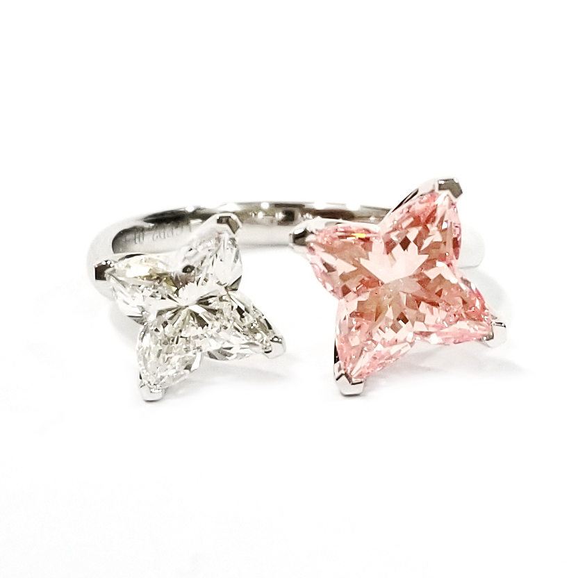 18K白金 Toi et Moi 你和我 實驗室培育鑽石戒指