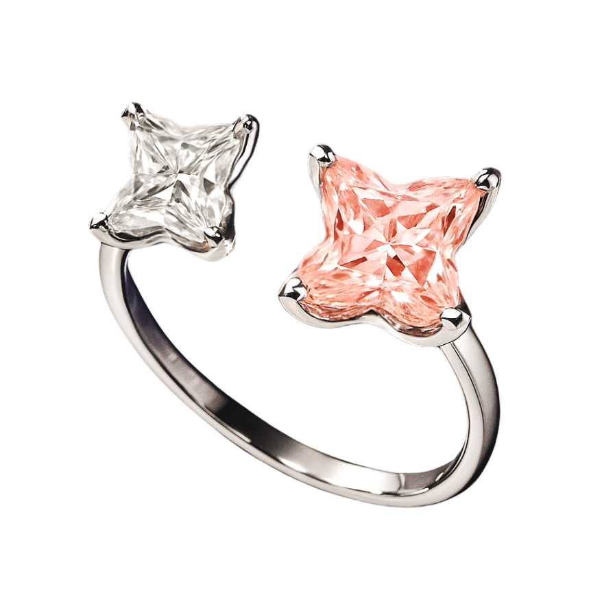 18K白金 Toi et Moi 你和我 實驗室培育鑽石戒指