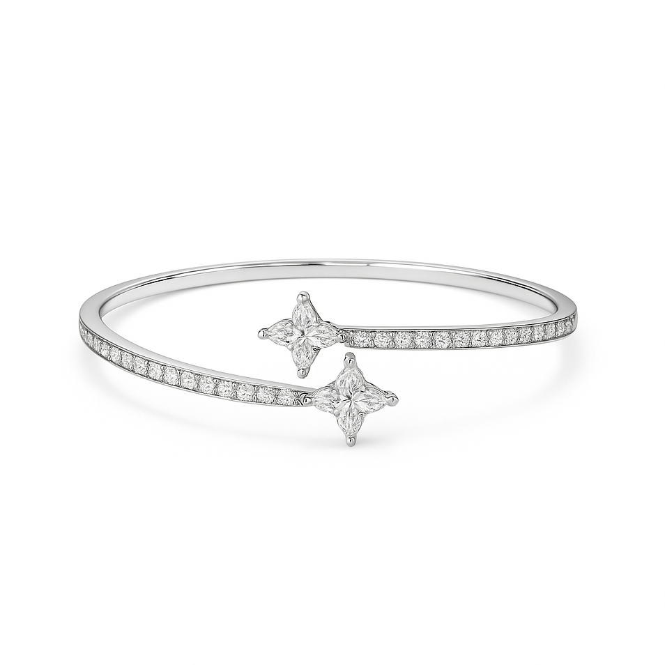 18K白金 實驗室花形培育鑽石手鈪