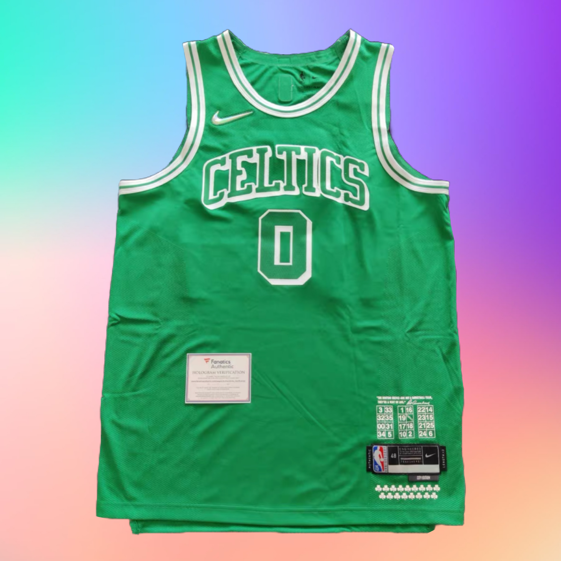 Jayson Tatum autographed Boston Celtics signed 75周年Nike NBA AU Jersey簽名球衣連廣告章 - Fanatics COA!