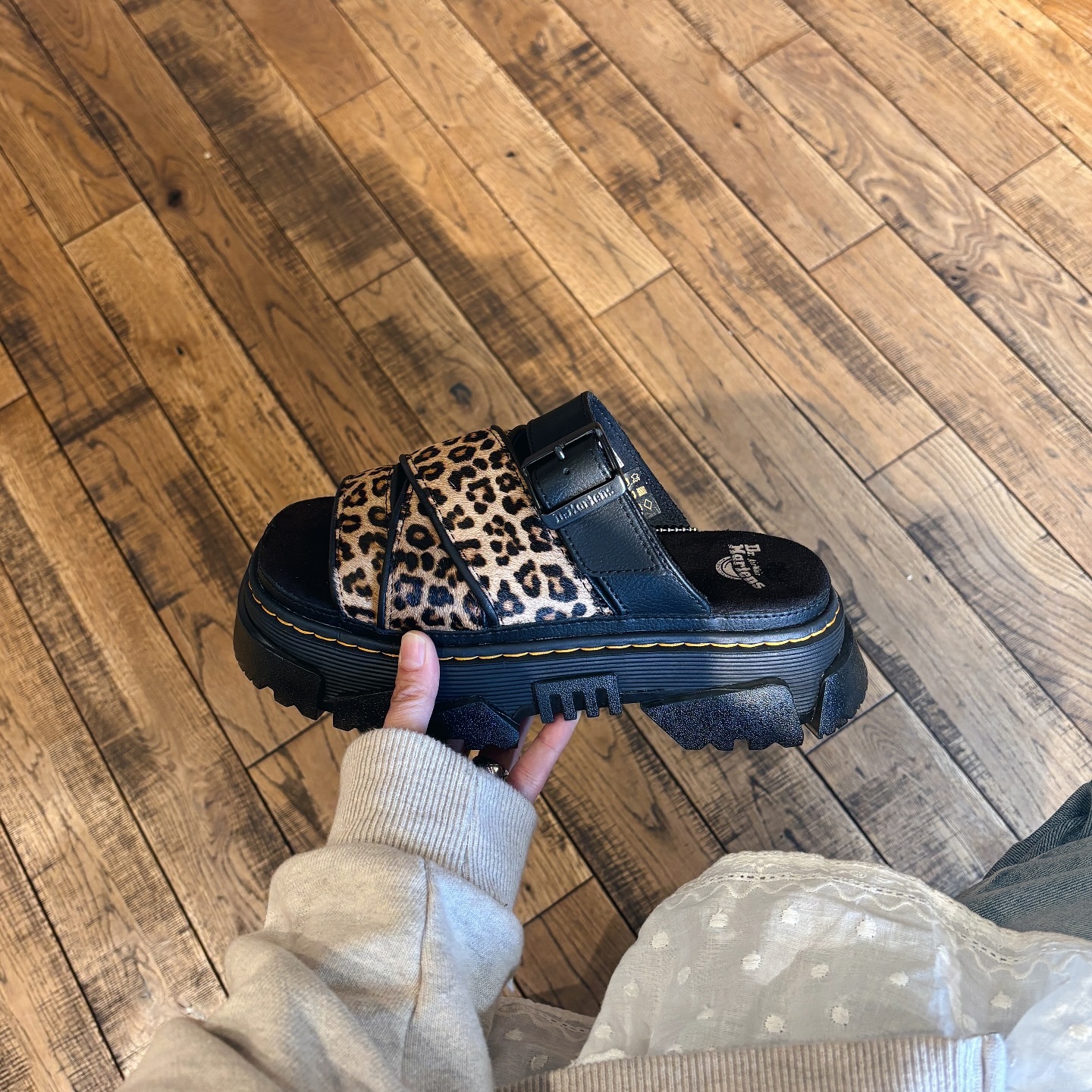 Dr. Martens Mattison Slide Sandal 豹紋 黑色 涼拖鞋 馬丁鞋 增高 厚底 41110200