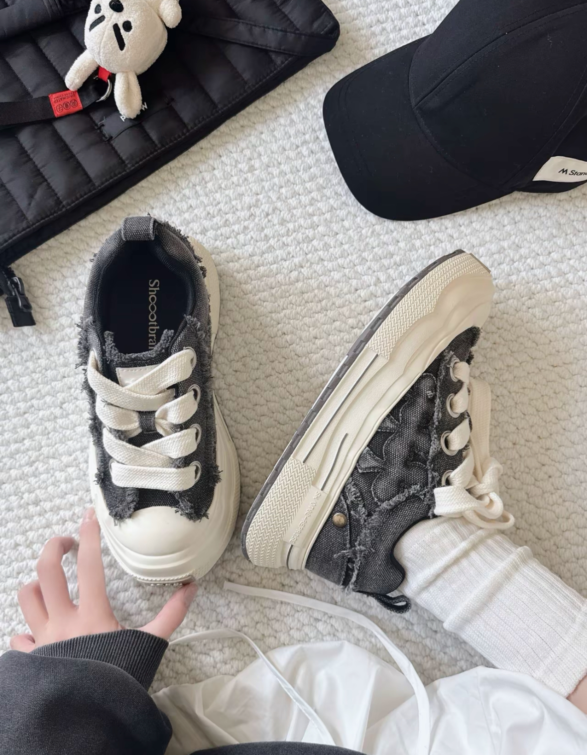 Shoot Brand 重奏系列 牛仔灰色 厚底 帆布鞋 梅花 男女同款/預購