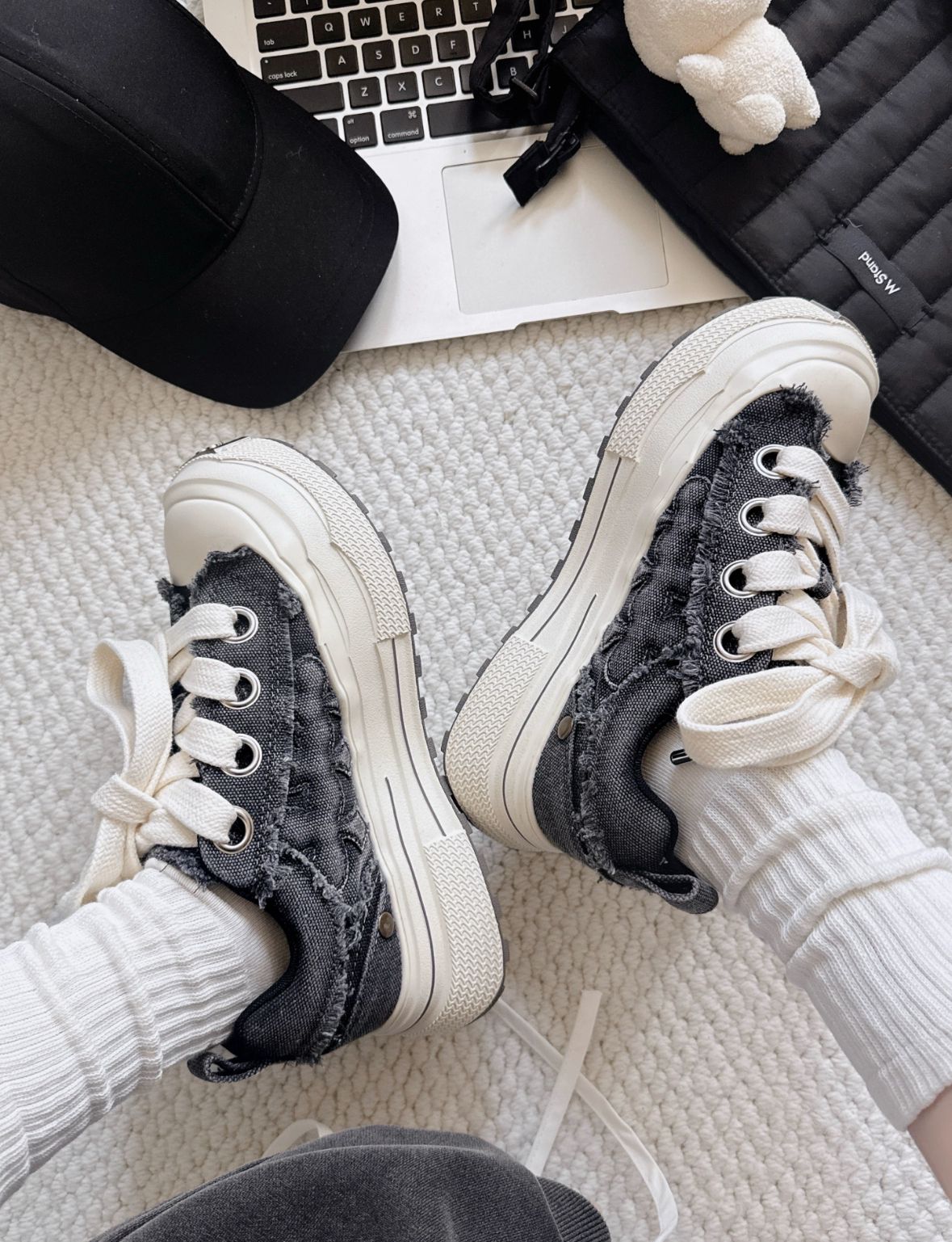 Shoot Brand 重奏系列 牛仔灰色 厚底 帆布鞋 梅花 男女同款/預購