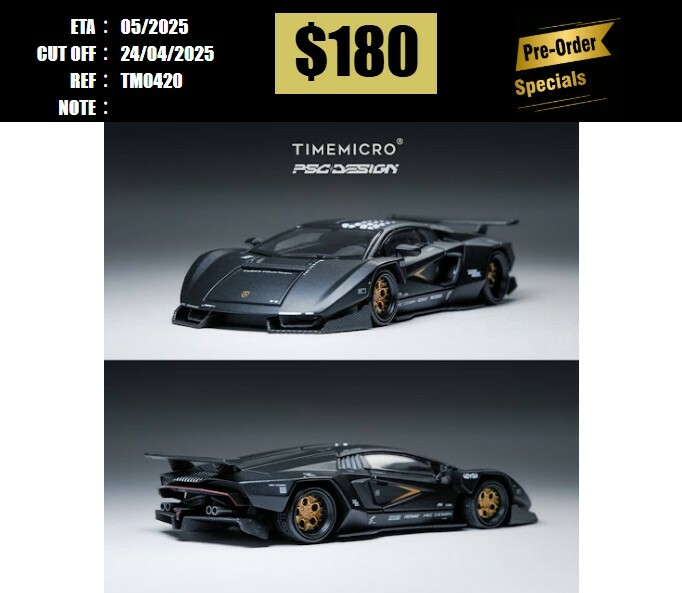 PO-$180 * TIME MICRO * 1:64 LAMBORGHINI COUNTACH LPI800-4 PSC CONCEPT BLACK [OD20/04]