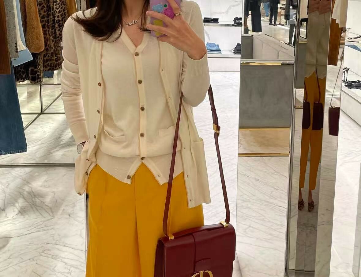 設計感拼色雙口袋針織開衫