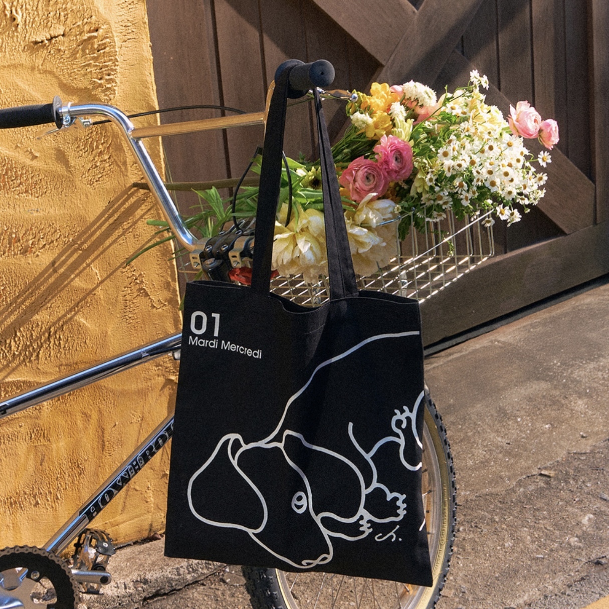 MARDI MERCREDI CANVAS BAG DDANJI CH01 線條臘腸狗 帆布包 手提袋 肩背 韓國代購