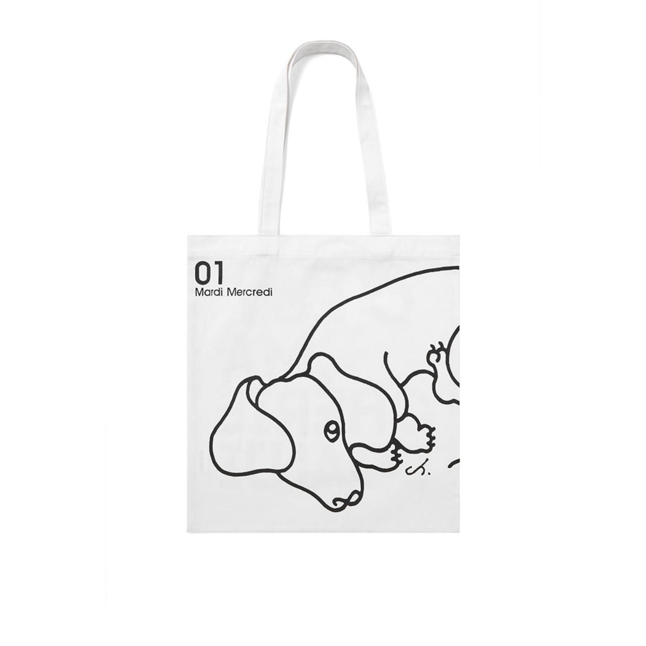 MARDI MERCREDI CANVAS BAG DDANJI CH01 線條臘腸狗 帆布包 手提袋 肩背 韓國代購