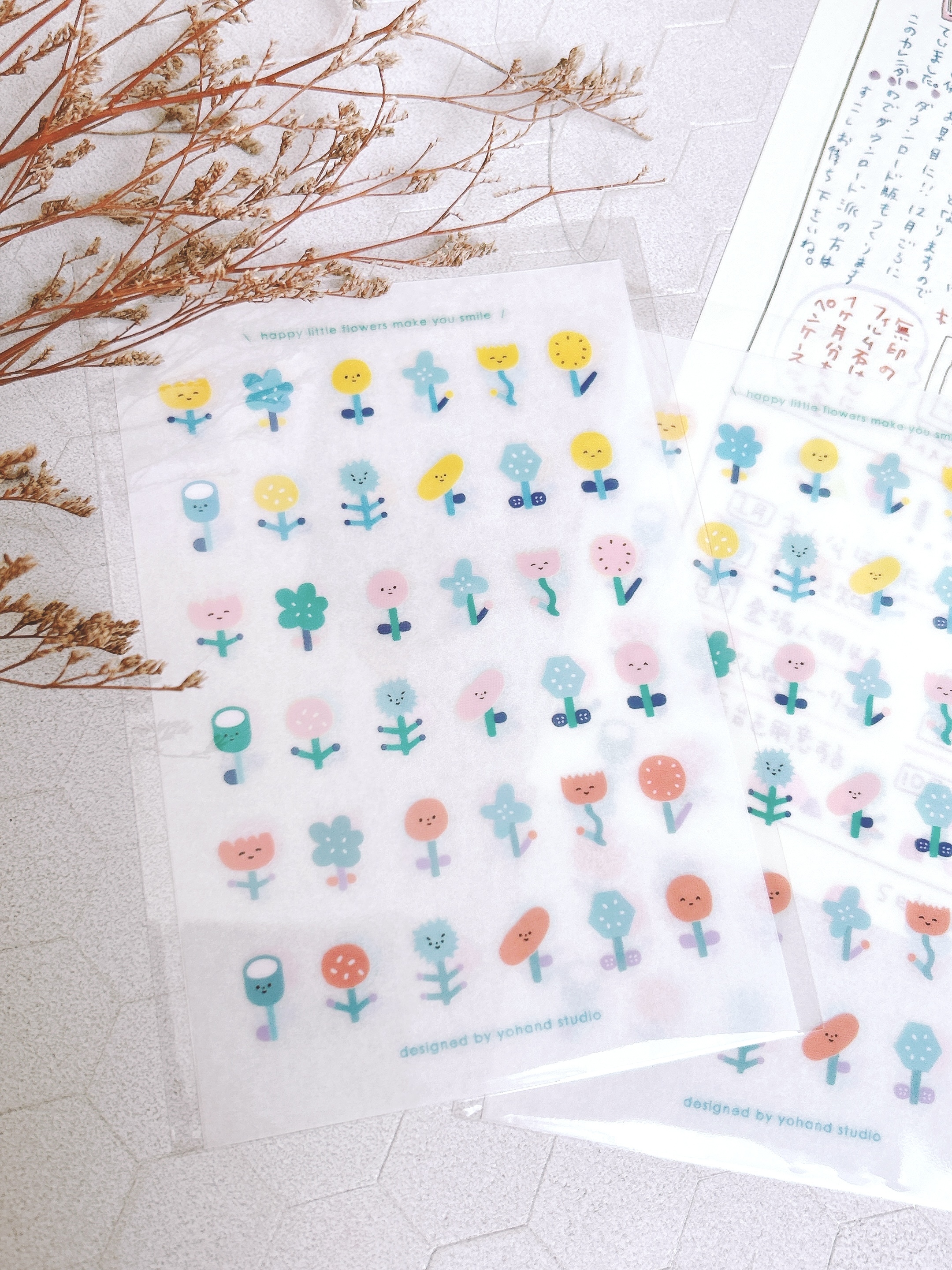 右手超人｜小花 轉印貼紙（一份2張）