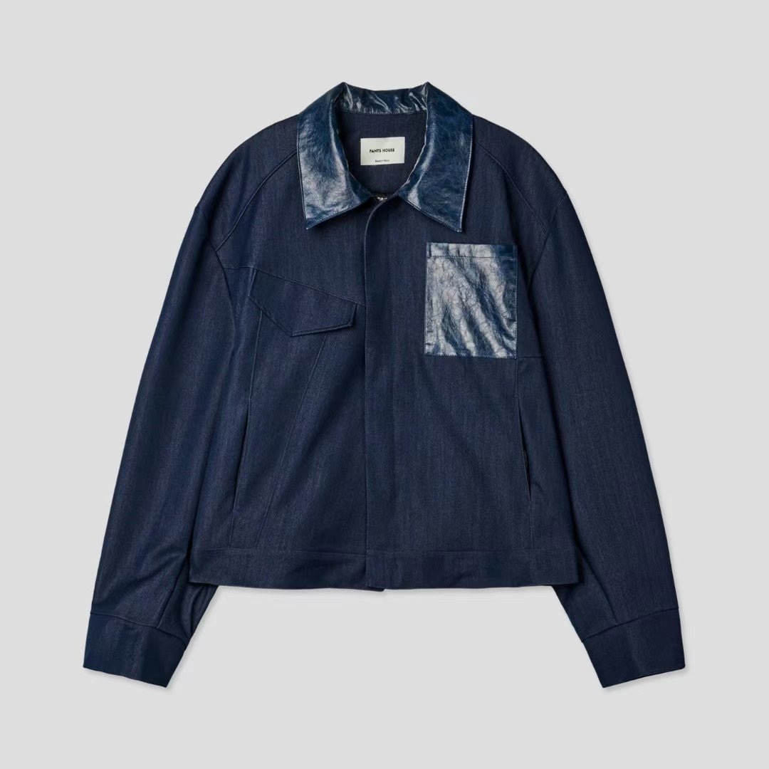 正韓➸設計拼接皮革外套