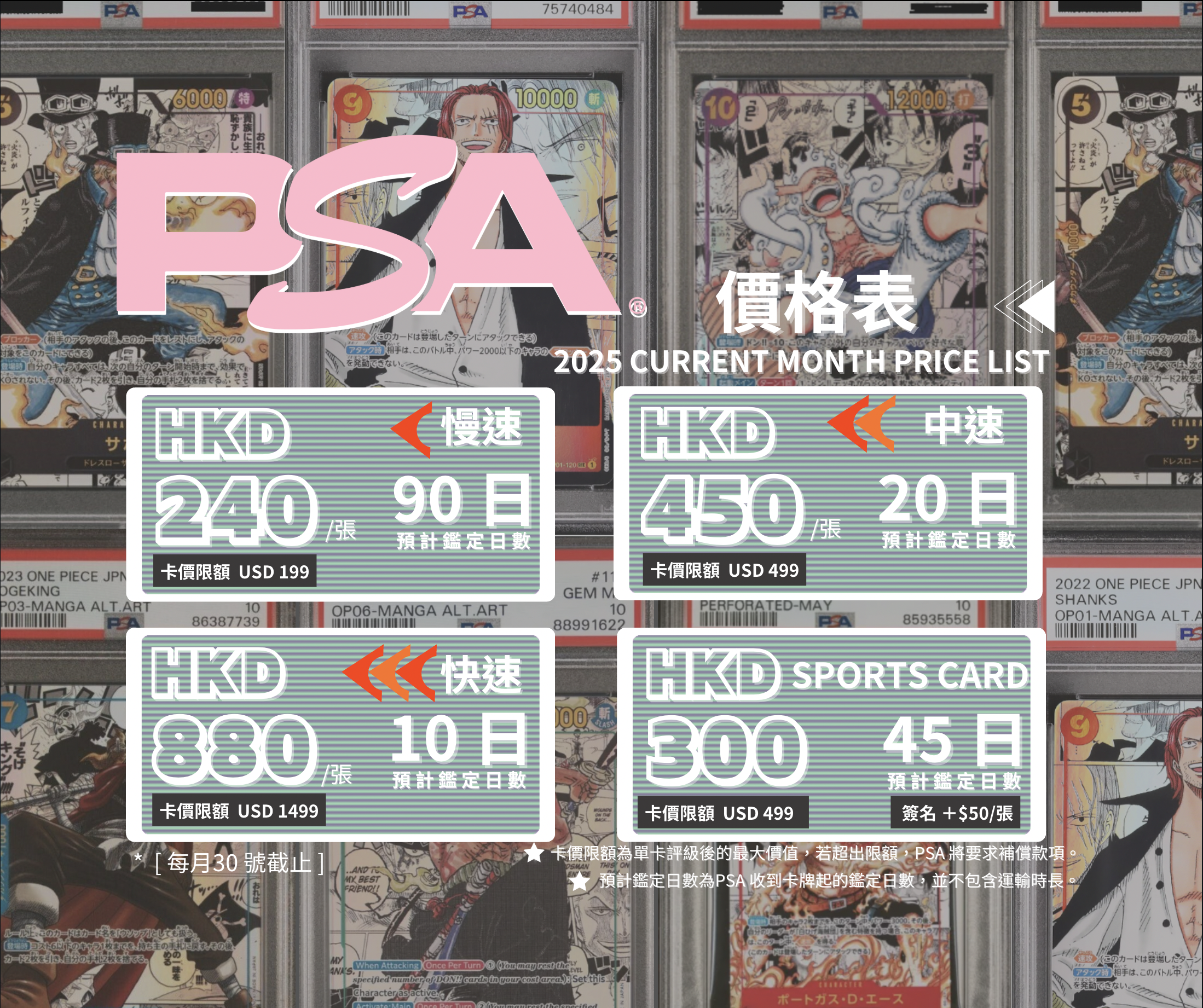 PSA 鑑卡服務（不設儲分）