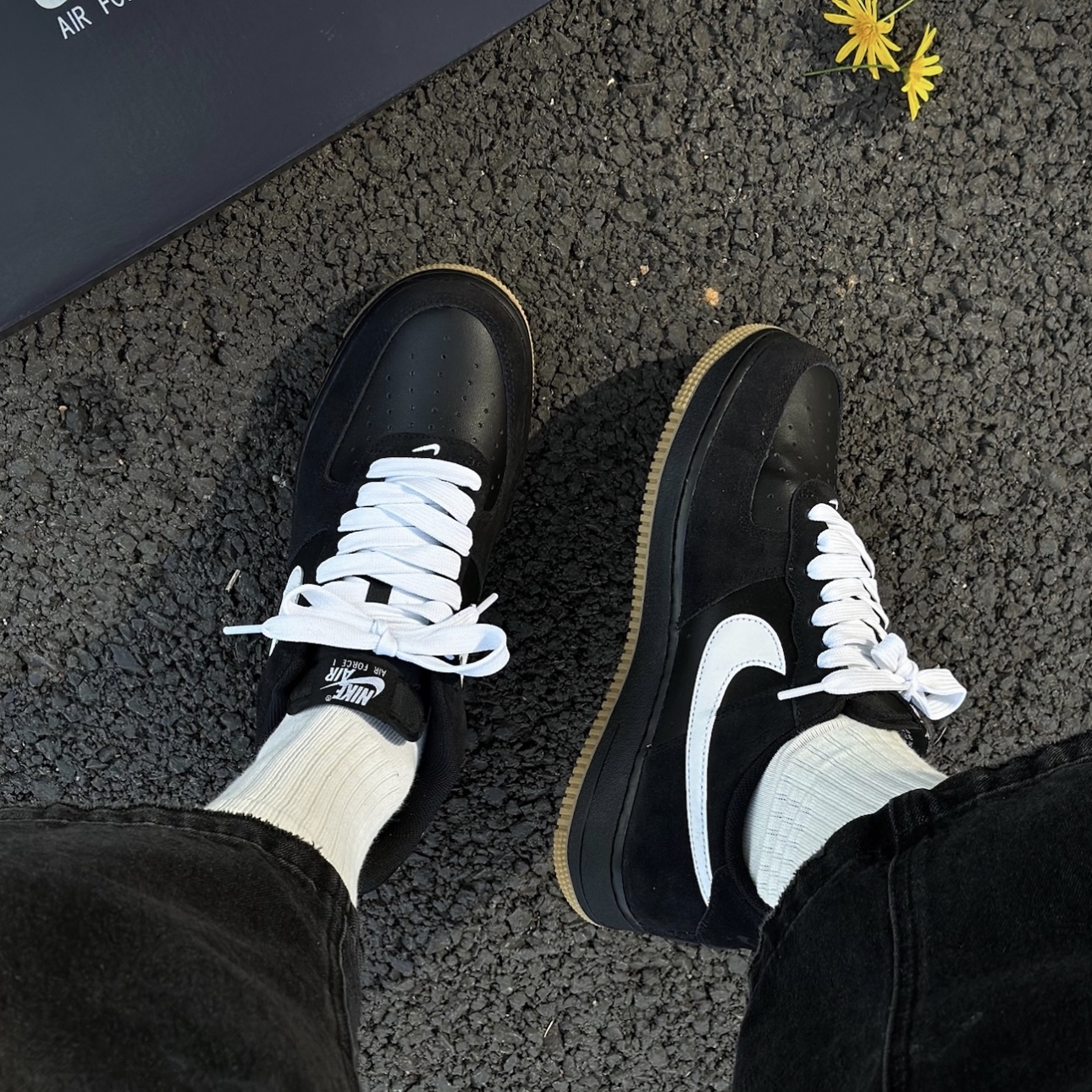 NIKE AIR FORCE 1 LOW 黑麂皮 拼接 焦糖底 全黑 空軍一號 男鞋 IB6388-001