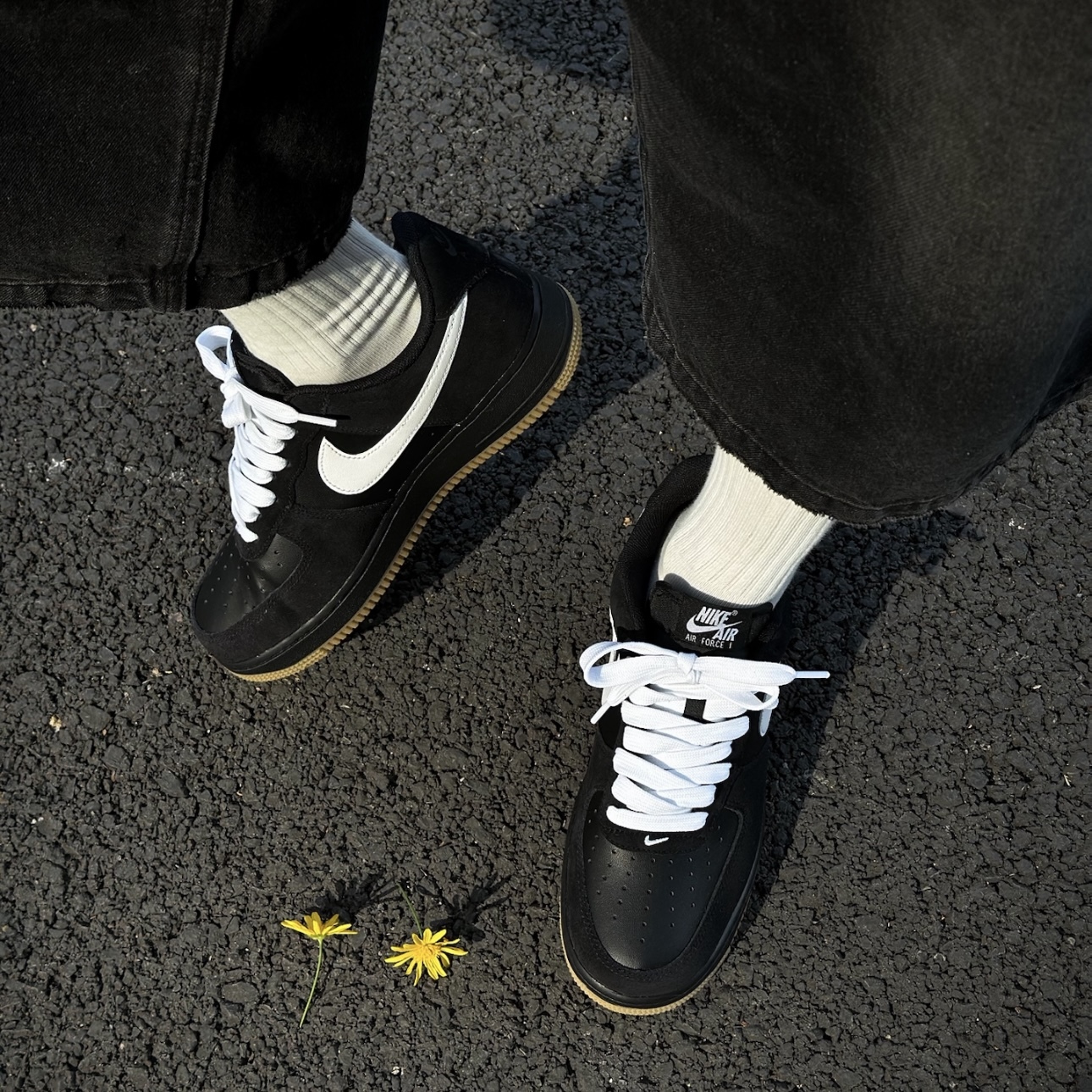 NIKE AIR FORCE 1 LOW 黑麂皮 拼接 焦糖底 全黑 空軍一號 男鞋 IB6388-001