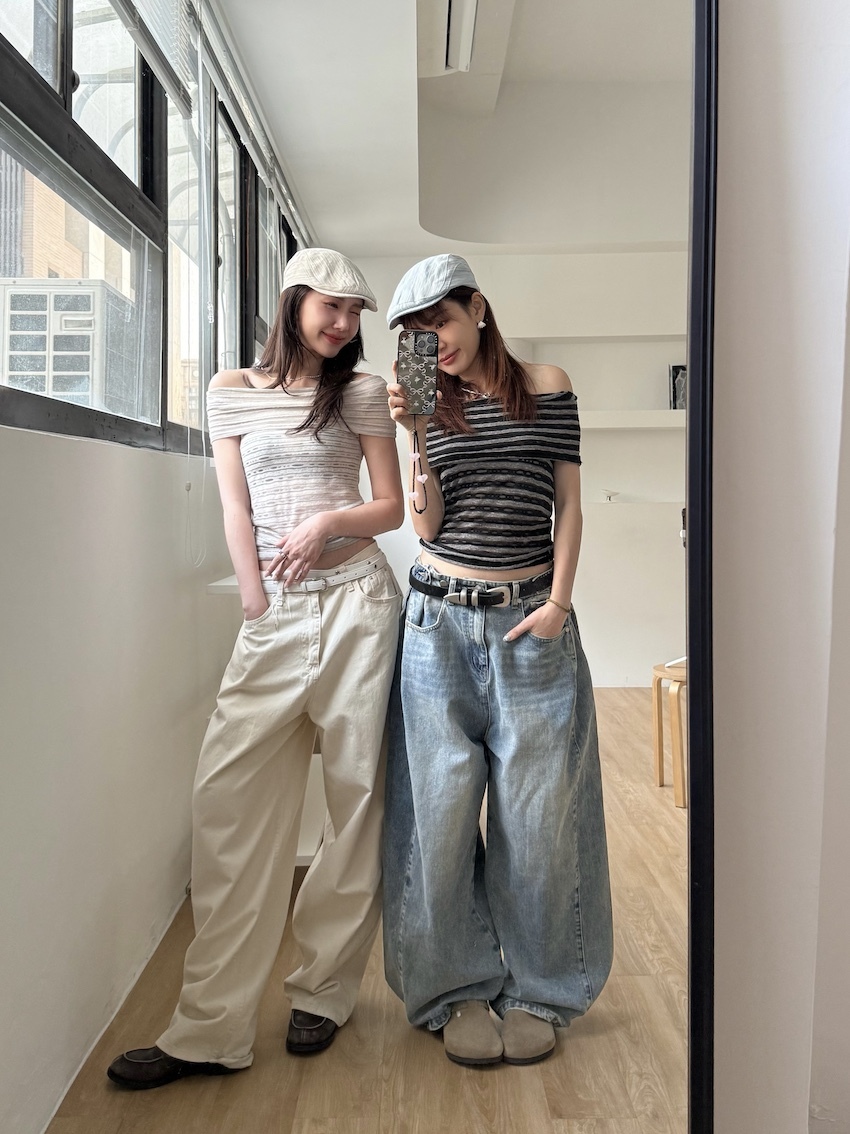 irregular stripe bardot top