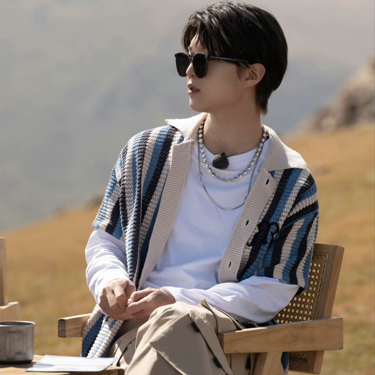 EMPTY REFERENCE 范丞丞同款 美式復古 針織條紋 POLO襯衫 拼色短袖 三色