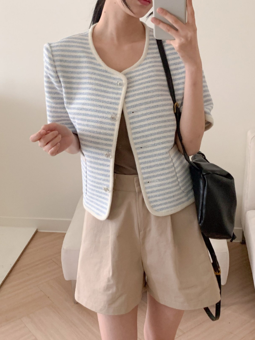 [現貨] Rosalind Minimalist Color-Block Striped Jacket [ 2 colors / Free ]