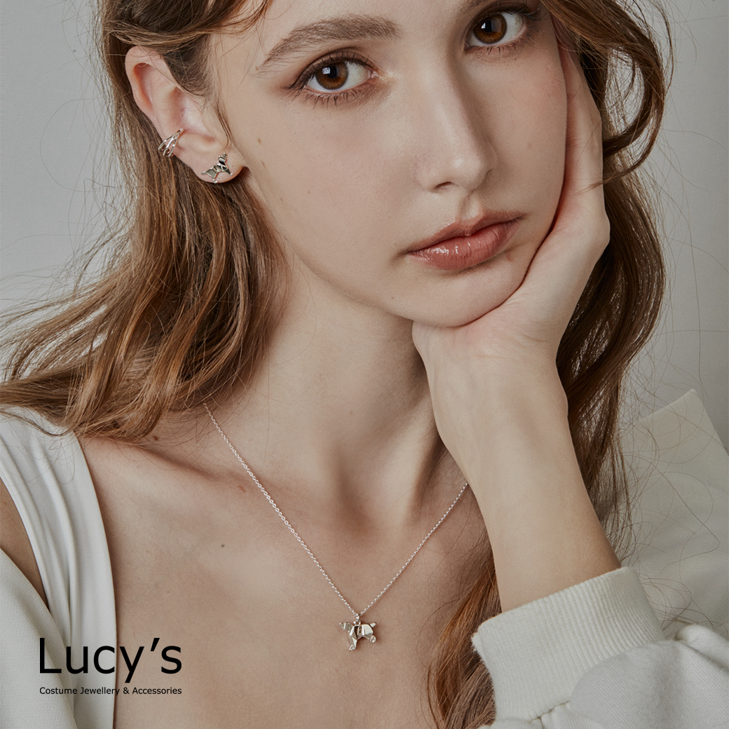 純銀摺紙系列｜米克斯犬 耳環/項鍊 (118375/118385)