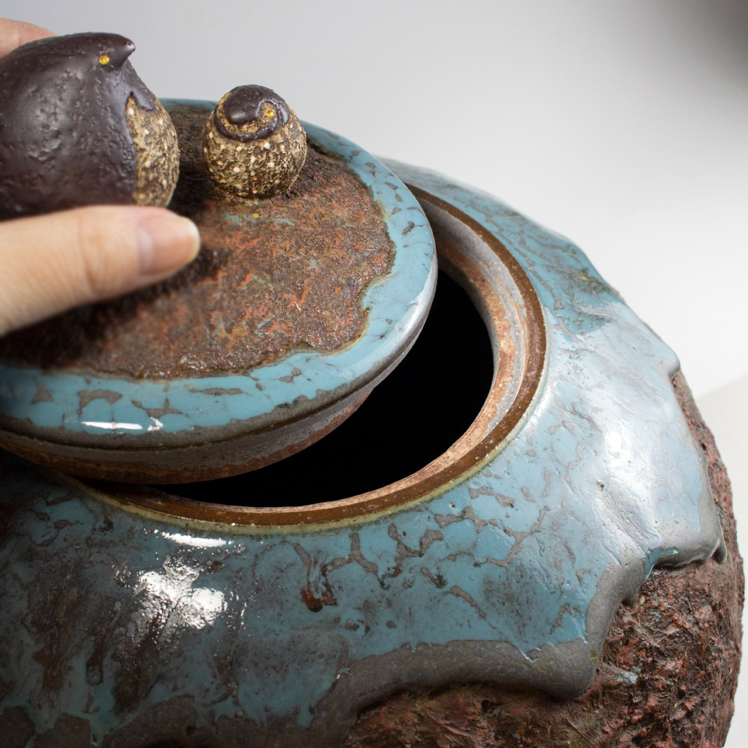 原礦手作鳥雕茶葉罐