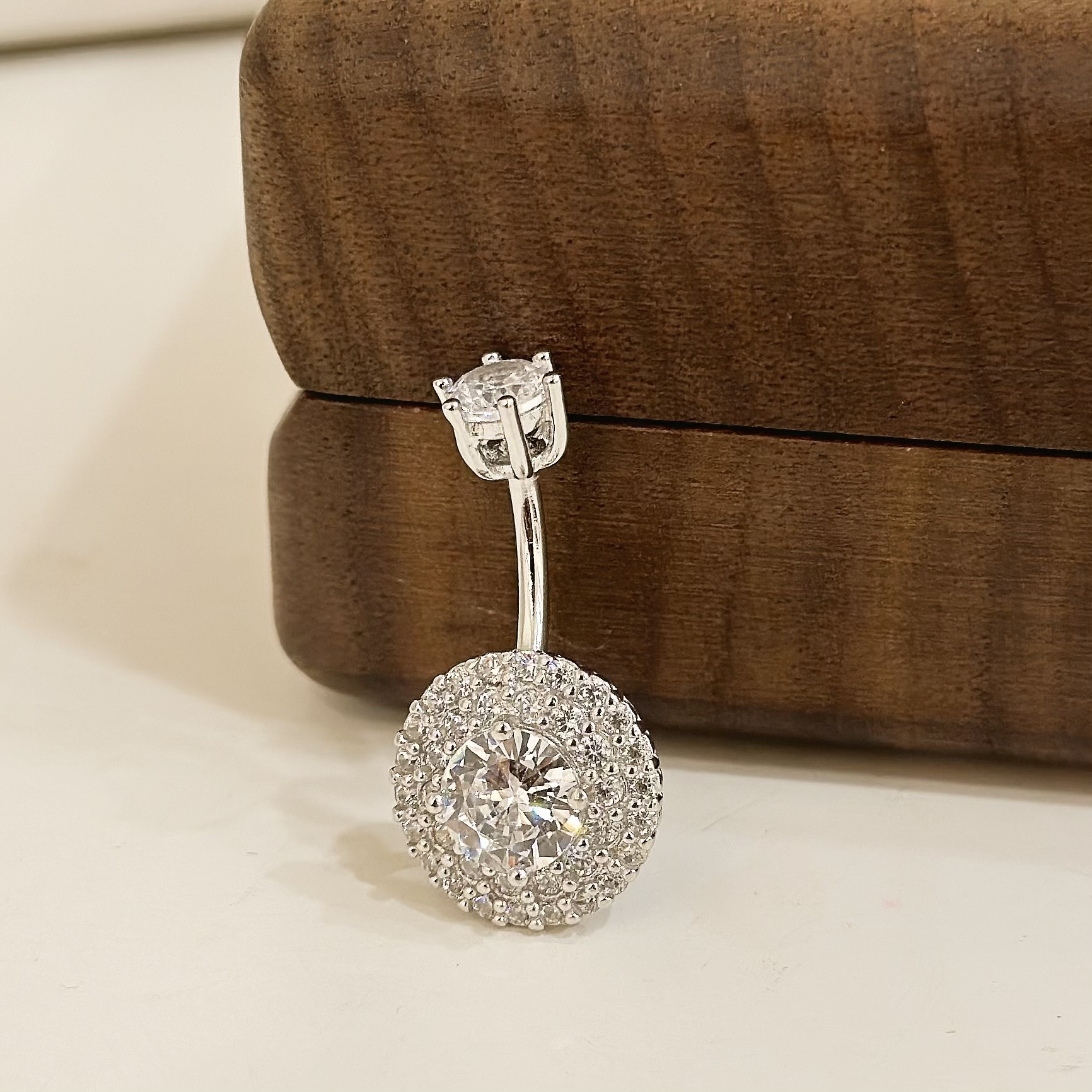 【純銀】雙排滿鑽肚環