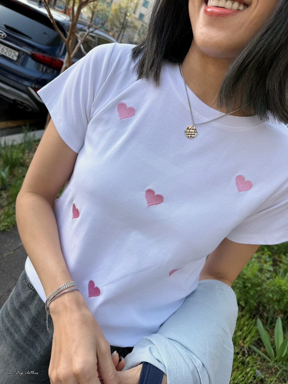 正韓Lovely愛心刺繡T (白)