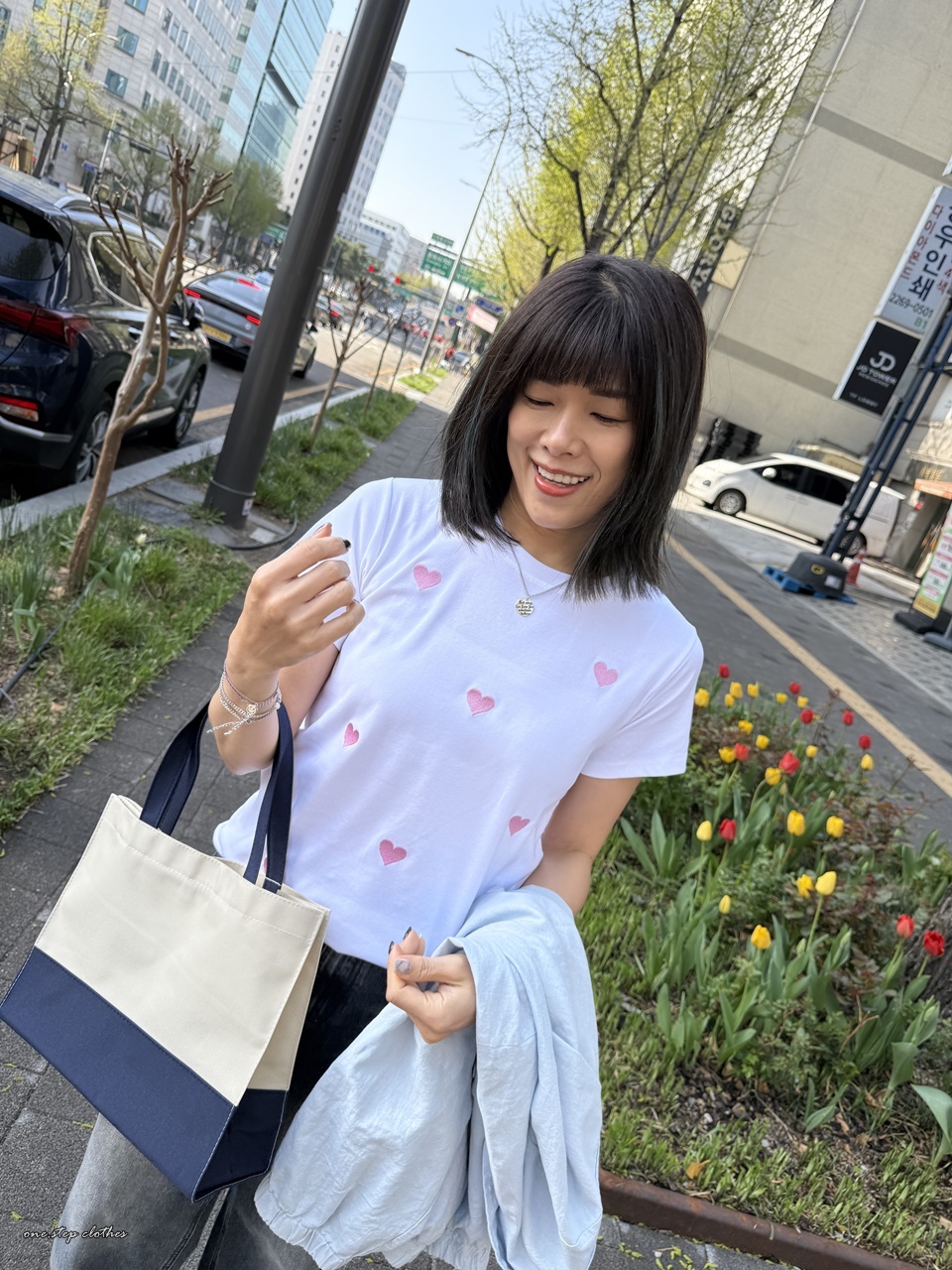 正韓Lovely愛心刺繡T (白)
