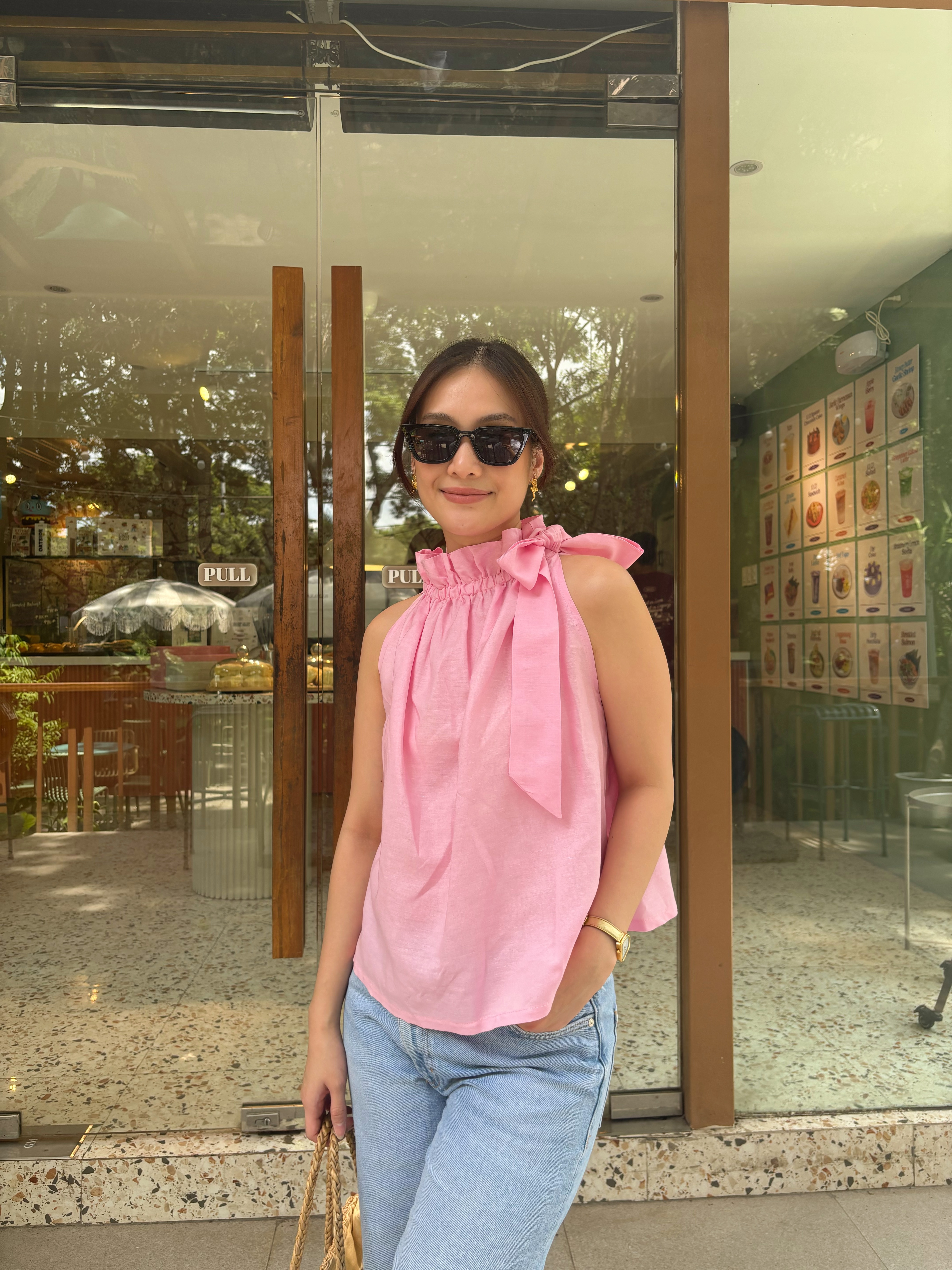 Kai Linen Blend Top - Pink