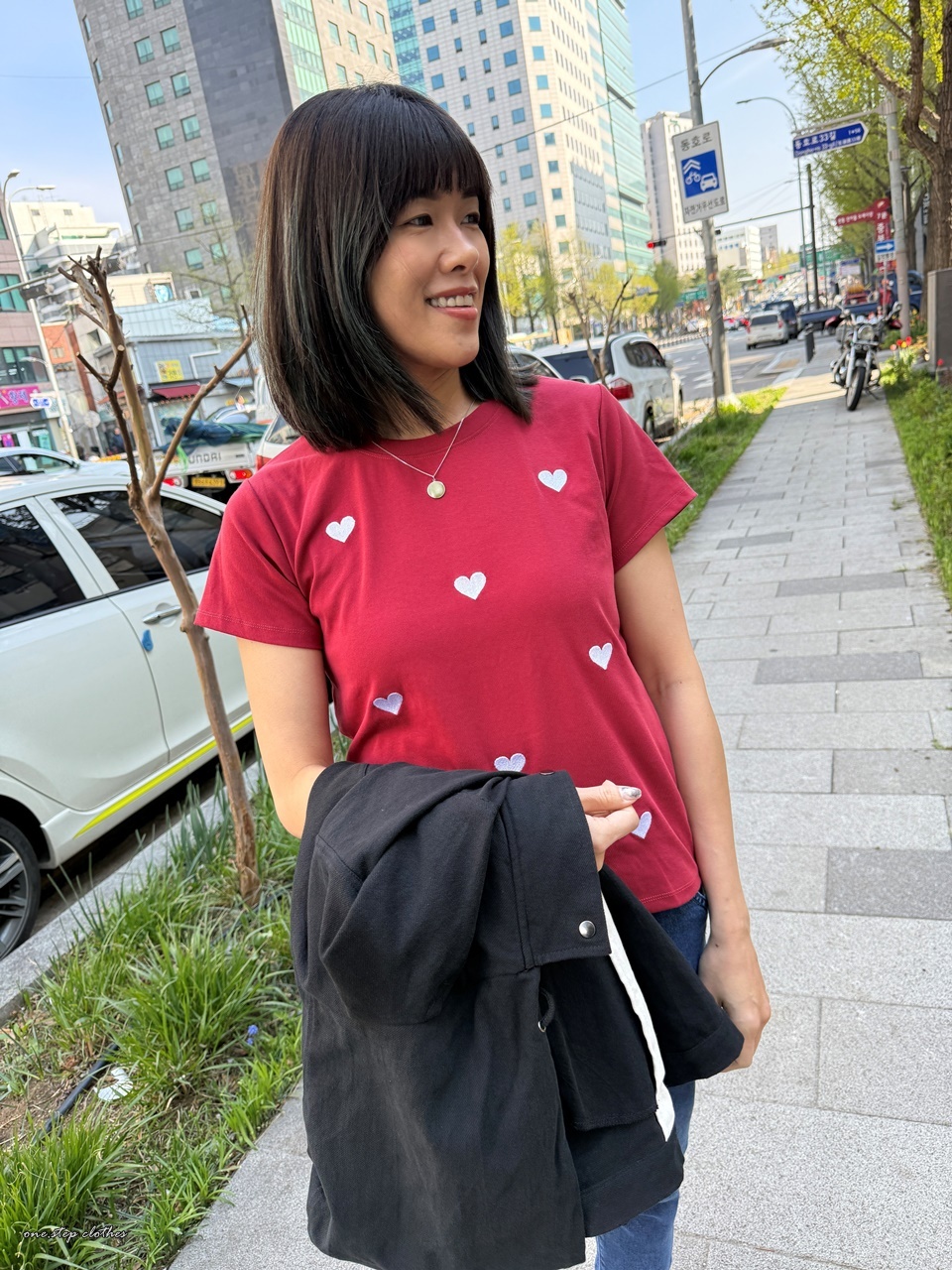 正韓Lovely愛心刺繡T (紅)