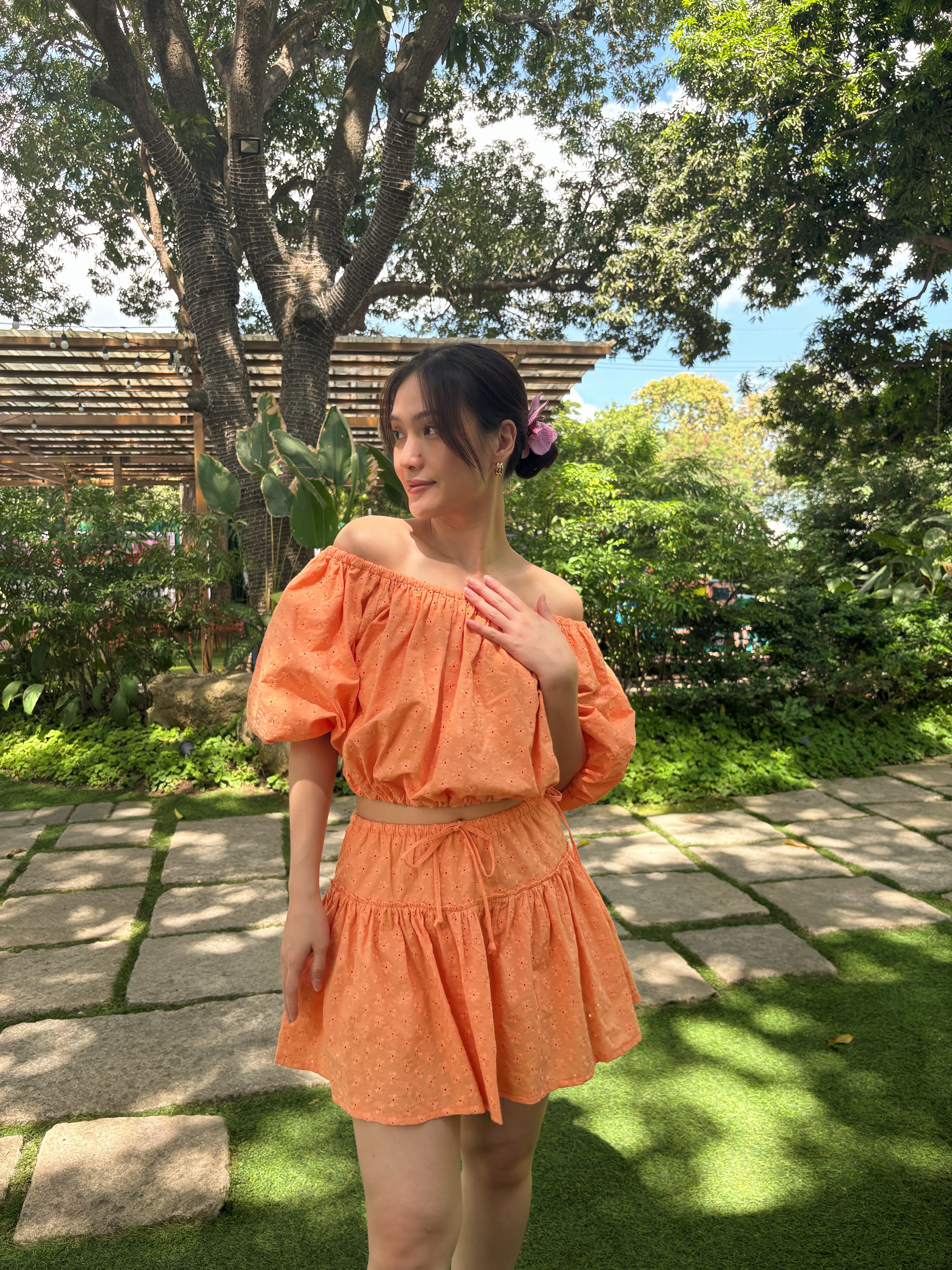 Lula Broderie Skirt - Orange