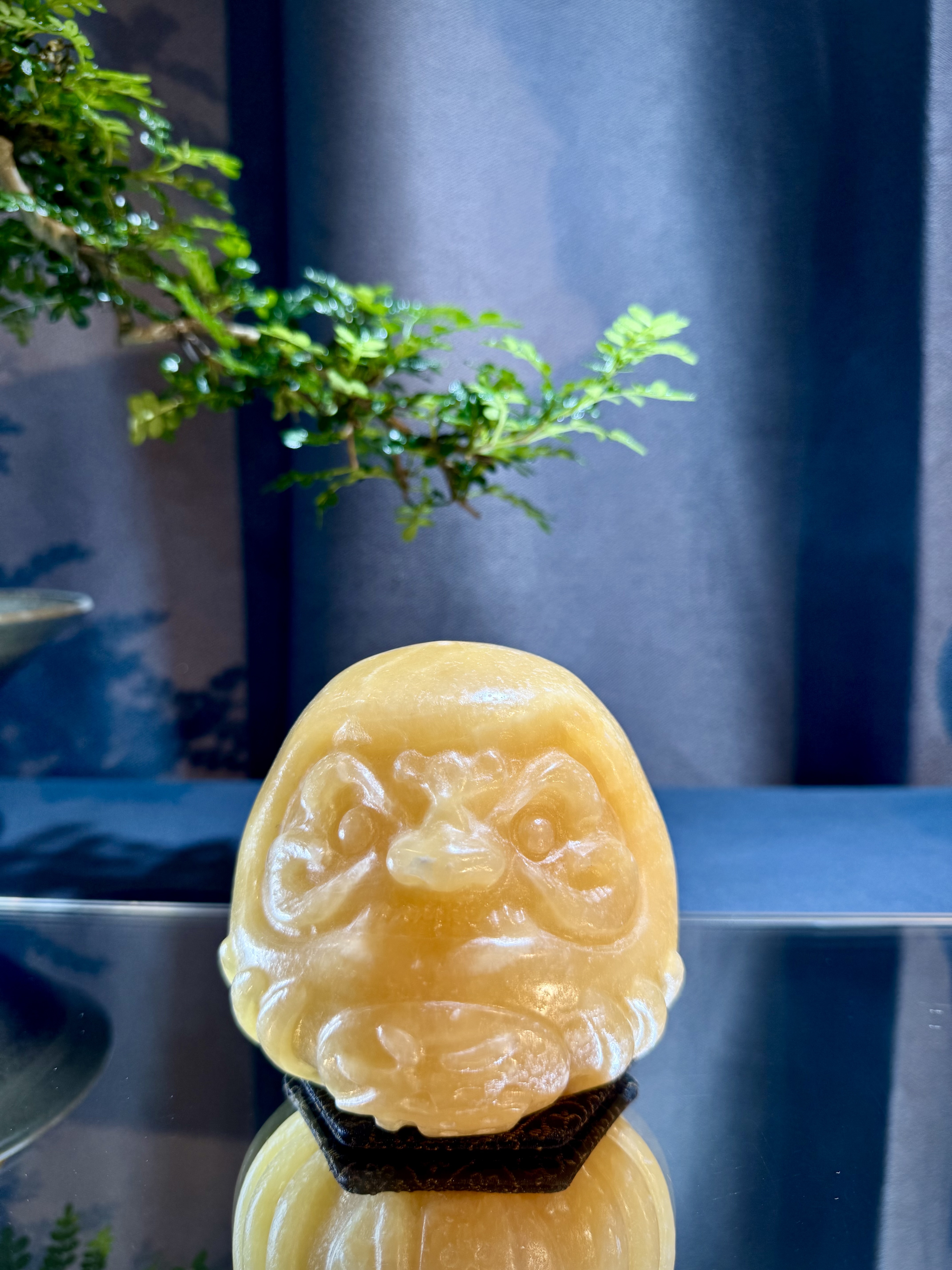 黃方解石達摩擺件 8314