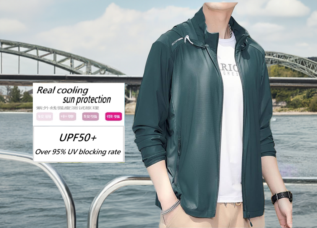 Black spruce-Men's UPF50+ Sun protection UV Ice silk cooling Solid Color hooded jacket黑雲杉-UPF50+防曬UV涼感降溫純色連帽外套男