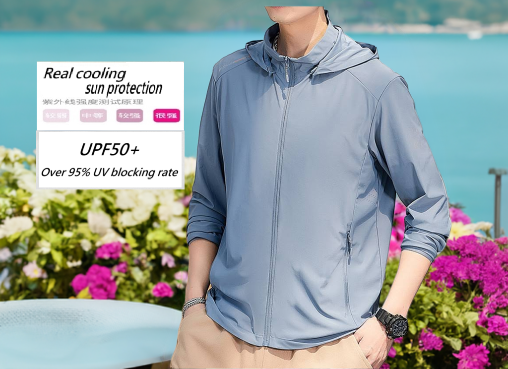 Black spruce-Men's UPF50+ Sun protection UV Ice silk cooling Solid Color hooded jacket黑雲杉-UPF50+防曬UV涼感降溫純色連帽外套男