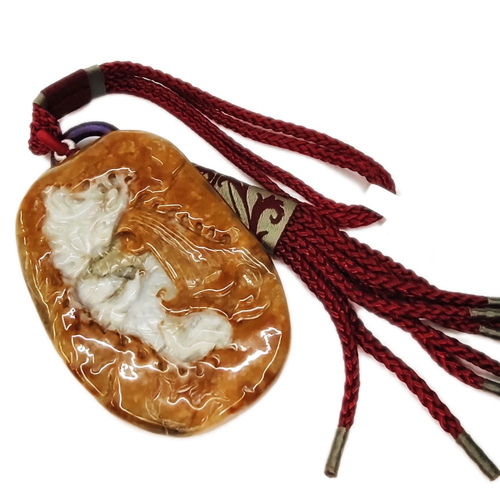 龍騰盛世{緬甸天然焦糖紅翡雙彩A貨}掛飾【十方】135588