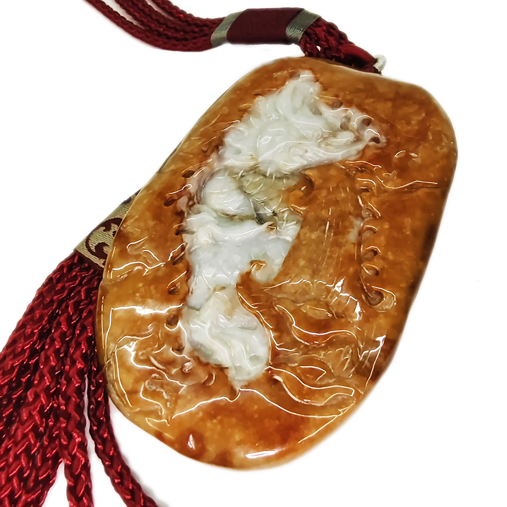 龍騰盛世{緬甸天然焦糖紅翡雙彩A貨}掛飾【十方】135588