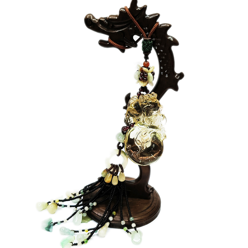 招財貔貅{天然檸檬黃水晶}&玉掛飾【十方】120832